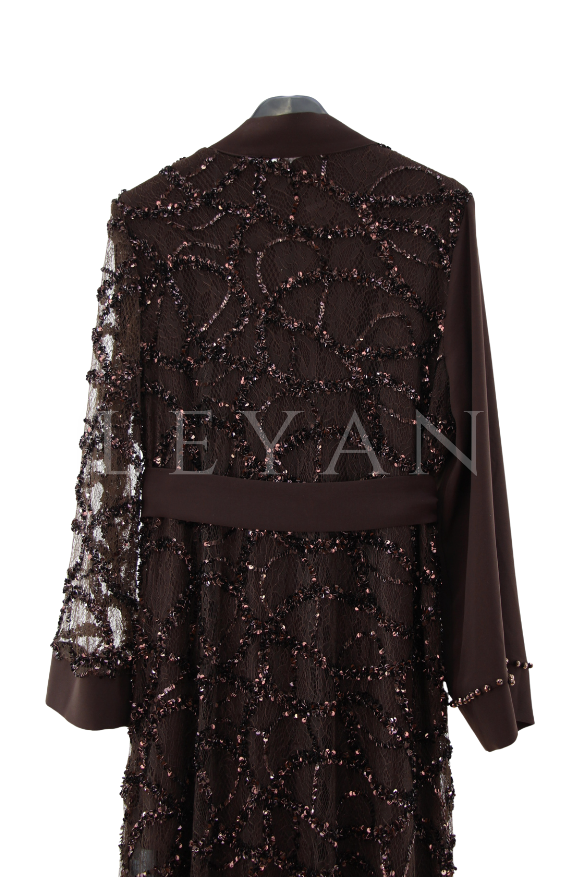 Orhan Store İşlemeli Abaya Takım- LYN04469 Kahve
