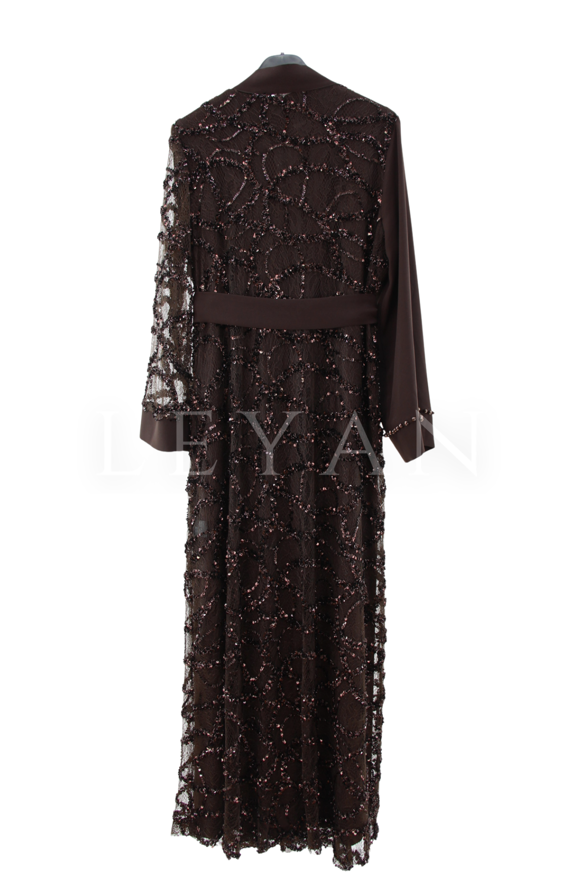 Orhan Store İşlemeli Abaya Takım- LYN04469 Kahve
