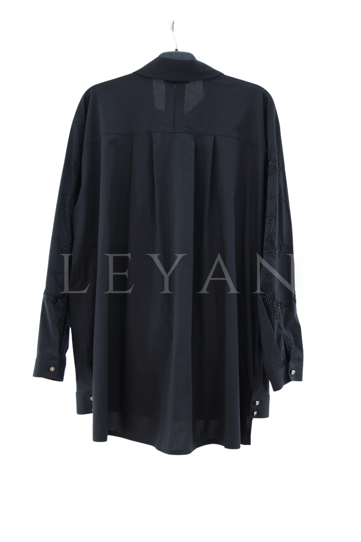 Tığ Triko Boncuk Nakışlı Gömlek- LYN04470 Siyah