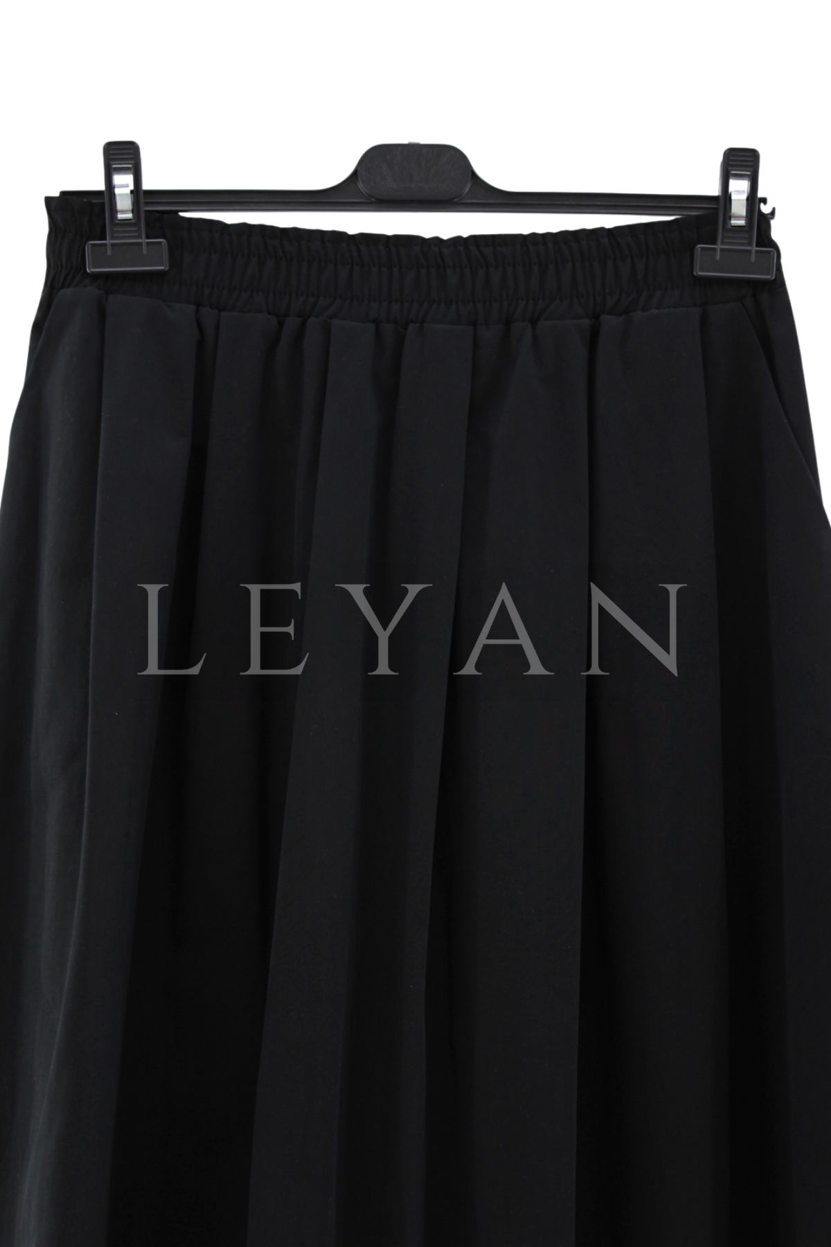 Sentez Ely Beli Lastikli Etek- LYN04479 Siyah