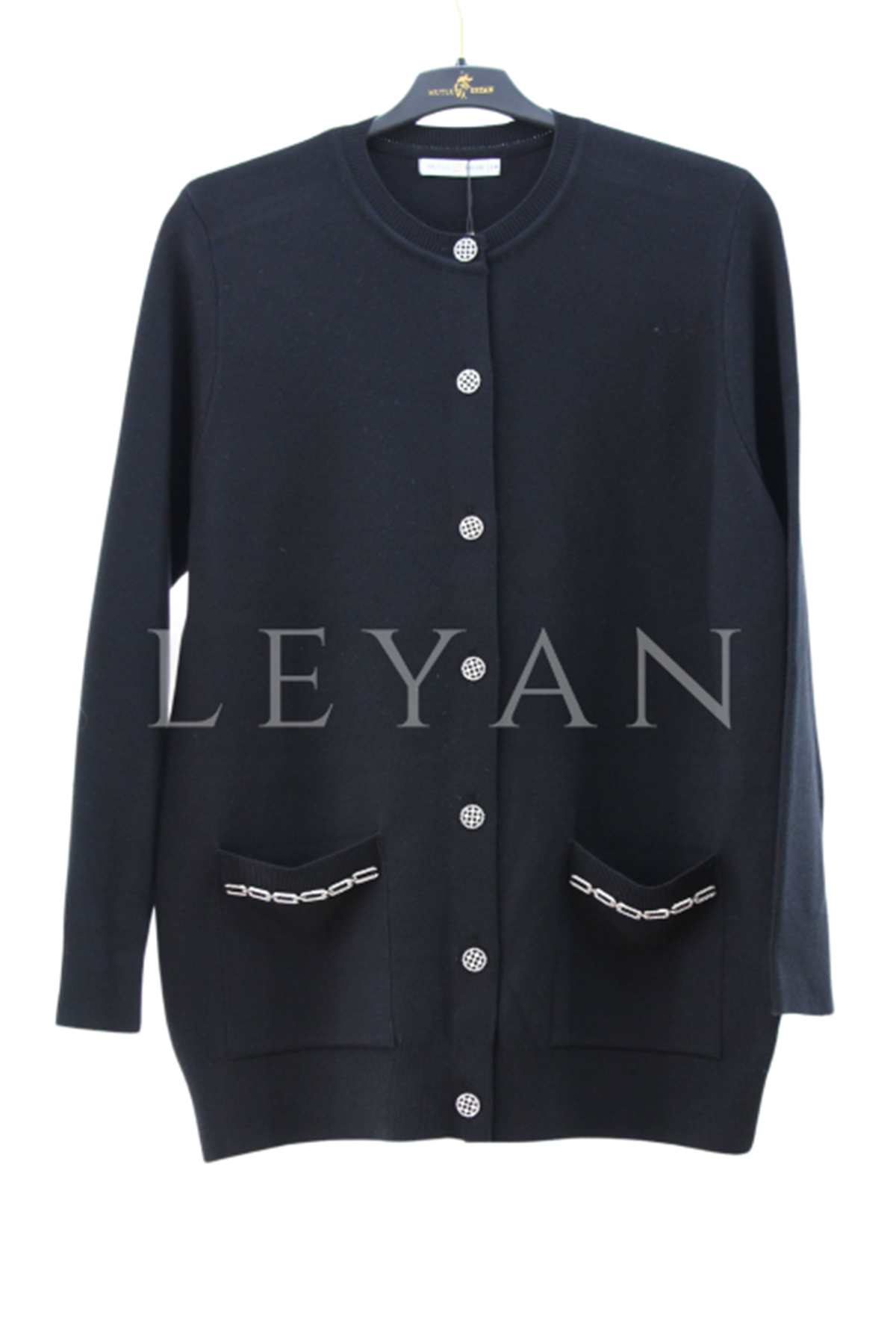 Mutlu Ertan Taş Detaylı Cepli Hırka- LYN04049 Siyah