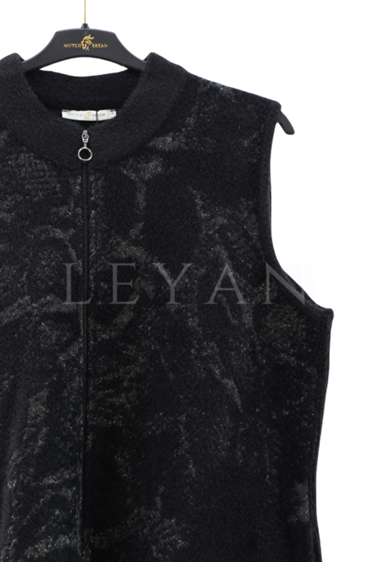 Mutlu Ertan Yılan Desen Triko Yelek- LYN04051 Siyah
