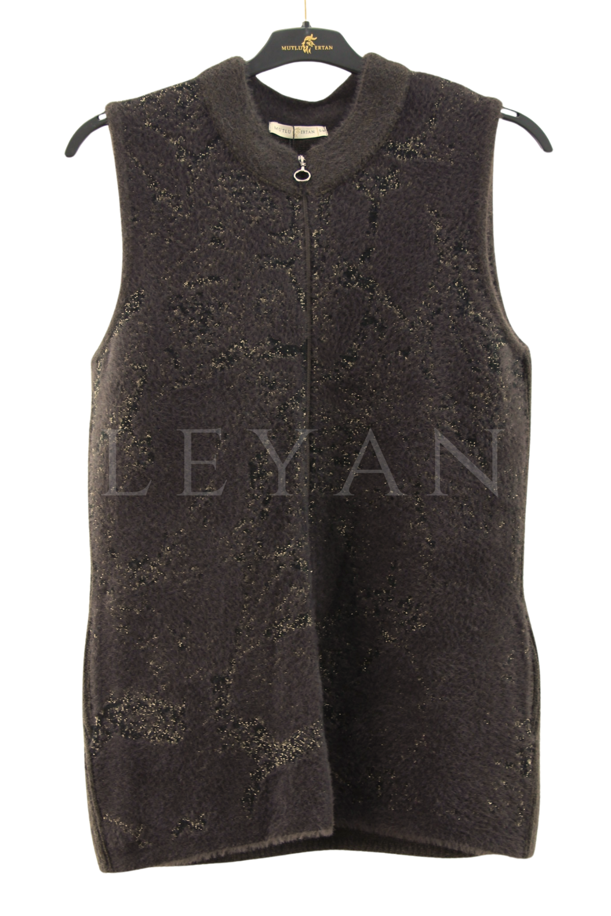 Mutlu Ertan Yılan Desen Triko Yelek- LYN04051 Kahve