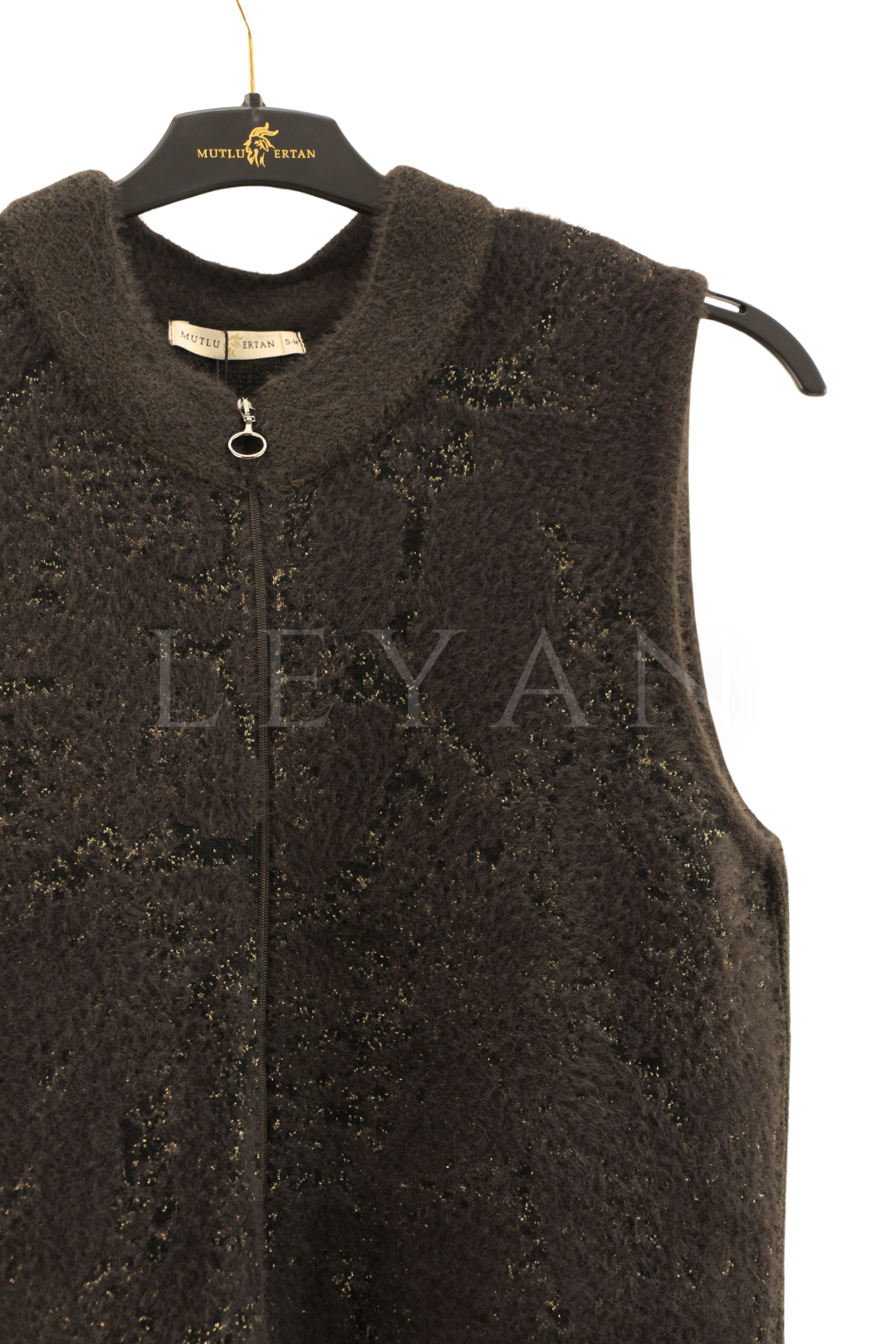 Mutlu Ertan Yılan Desen Triko Yelek- LYN04051 Kahve