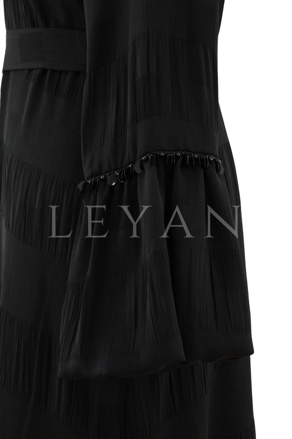 Orhan Store Kolları Payetleri Ferace- LYN04484 Siyah