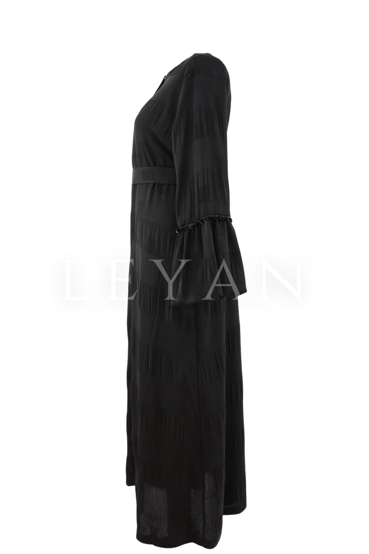 Orhan Store Kolları Payetleri Ferace- LYN04484 Siyah