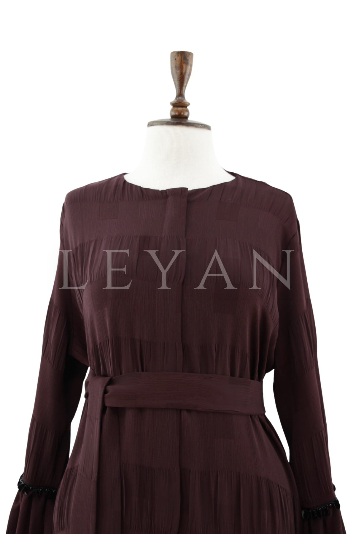 Orhan Store Kolları Payetleri Ferace- LYN04484 Mürdüm