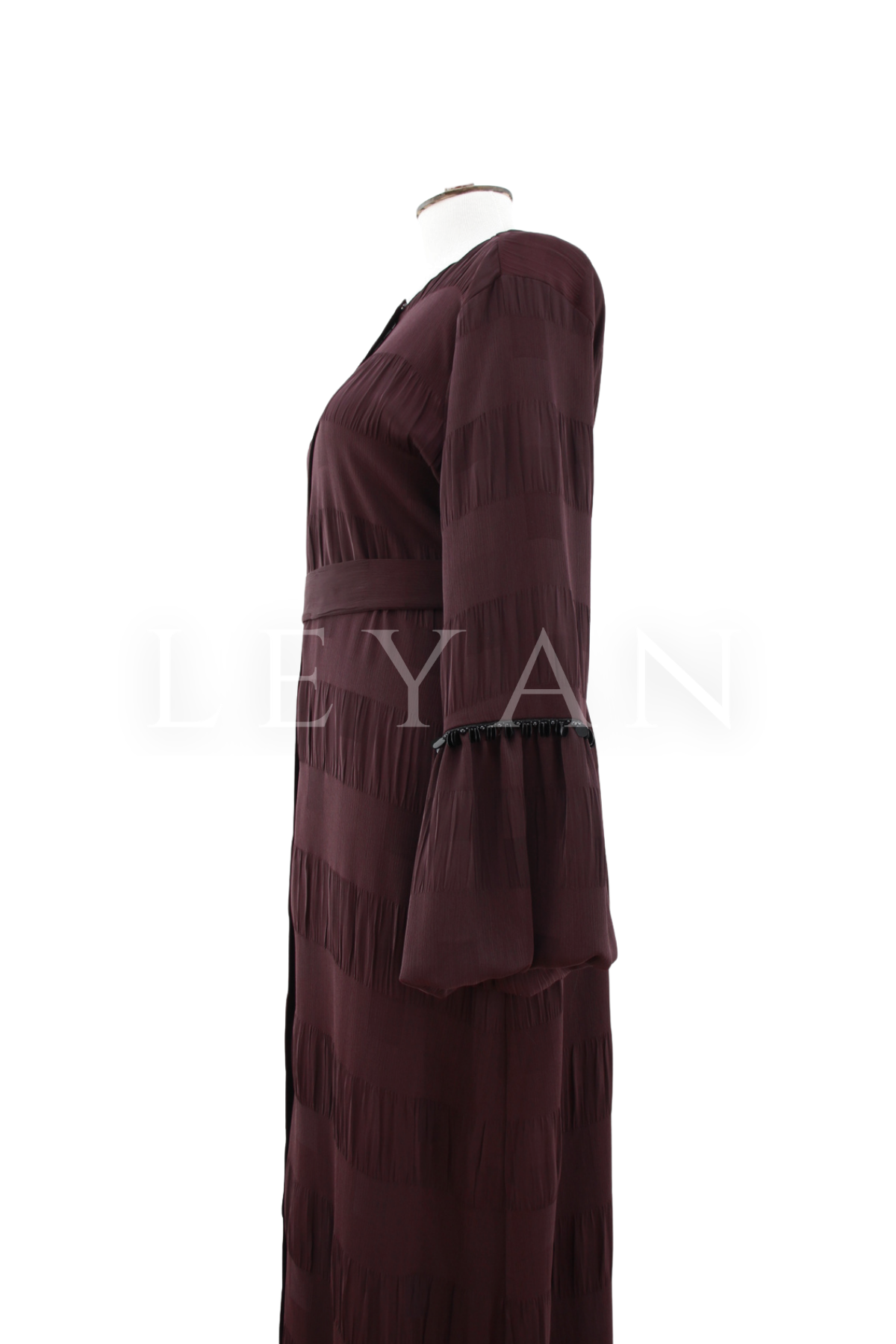 Orhan Store Kolları Payetleri Ferace- LYN04484 Mürdüm