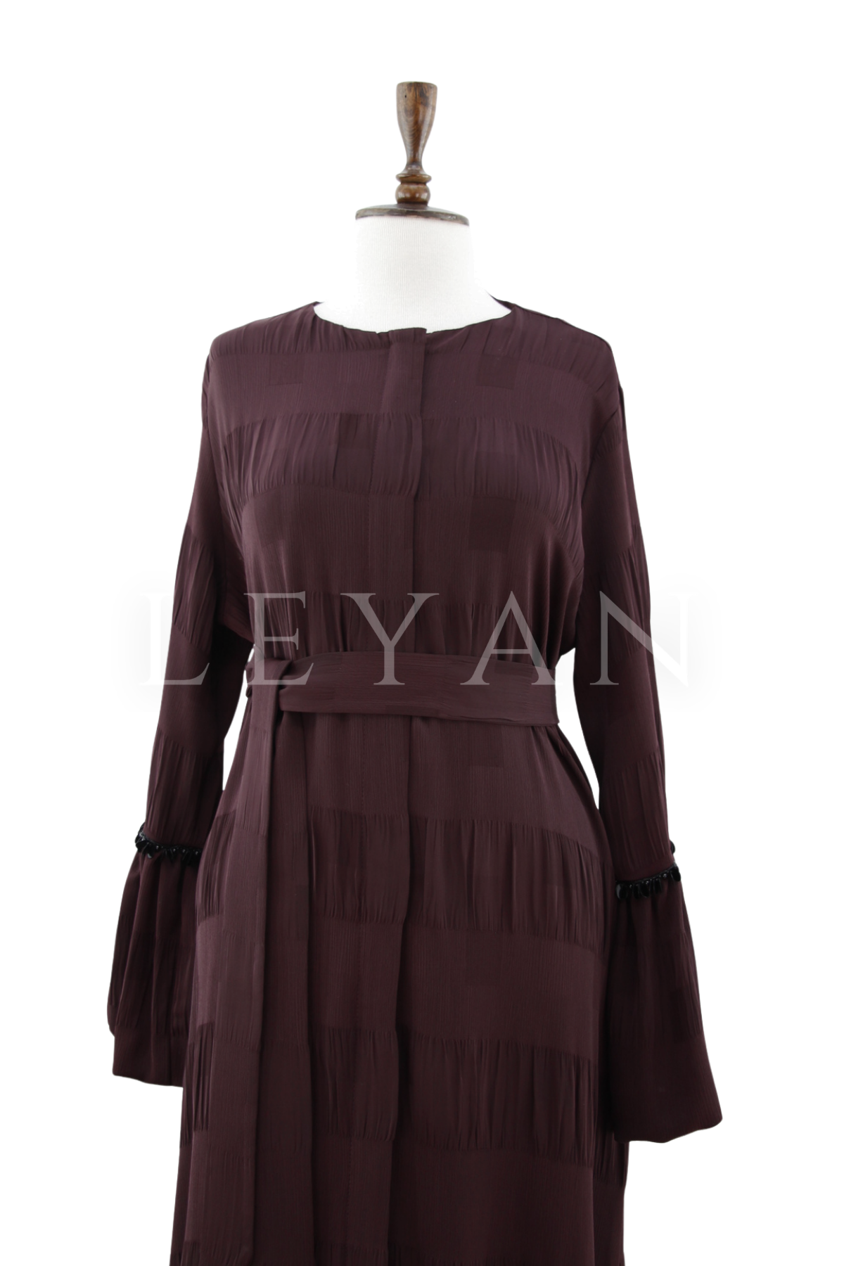 Orhan Store Kolları Payetleri Ferace- LYN04484 Mürdüm