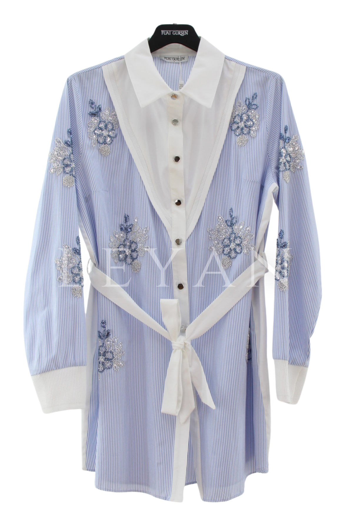 Fuat Gürşen İşleme Detaylı Gömlek Tunik- LYN04490 Mavi