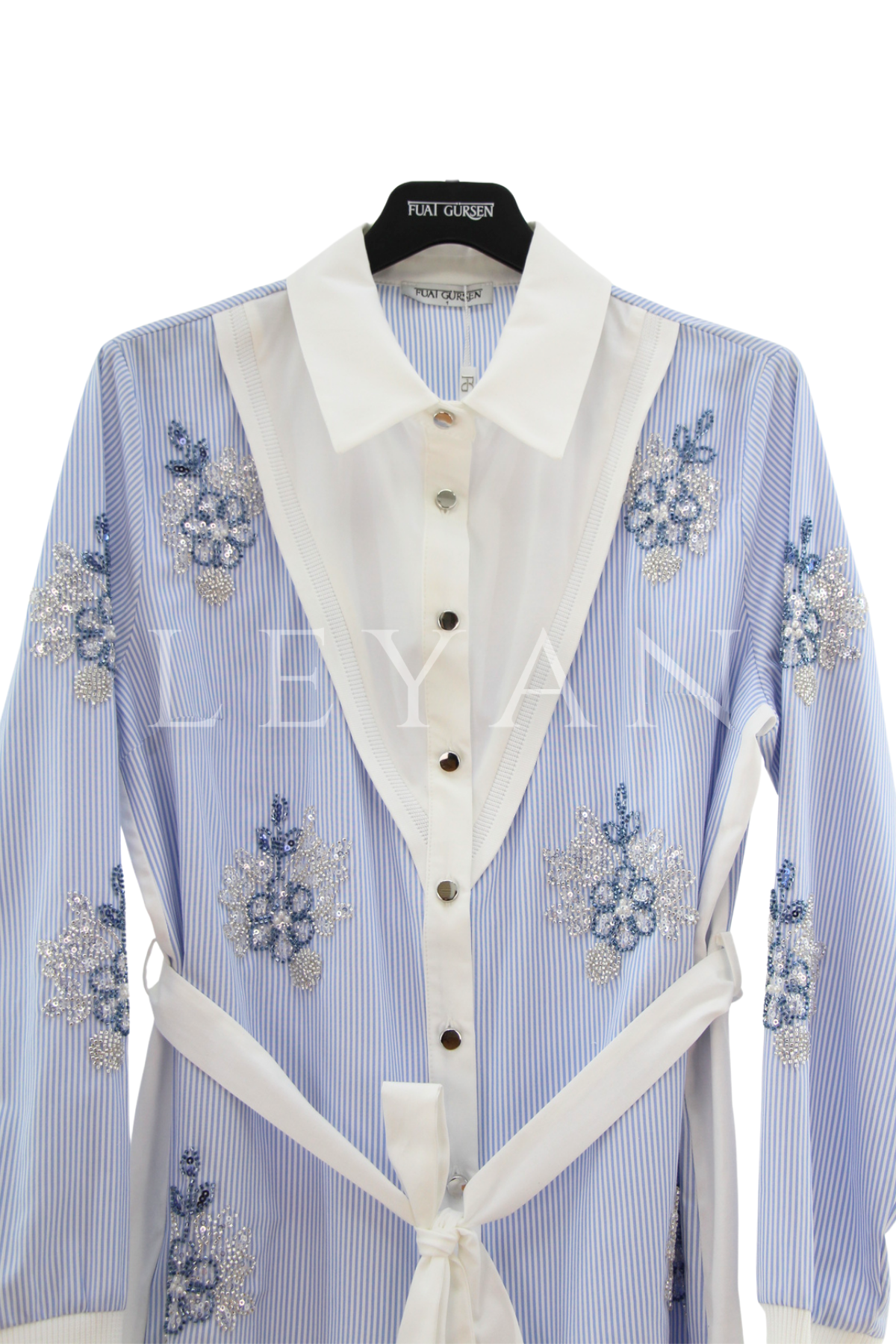 Fuat Gürşen İşleme Detaylı Gömlek Tunik- LYN04490 Mavi