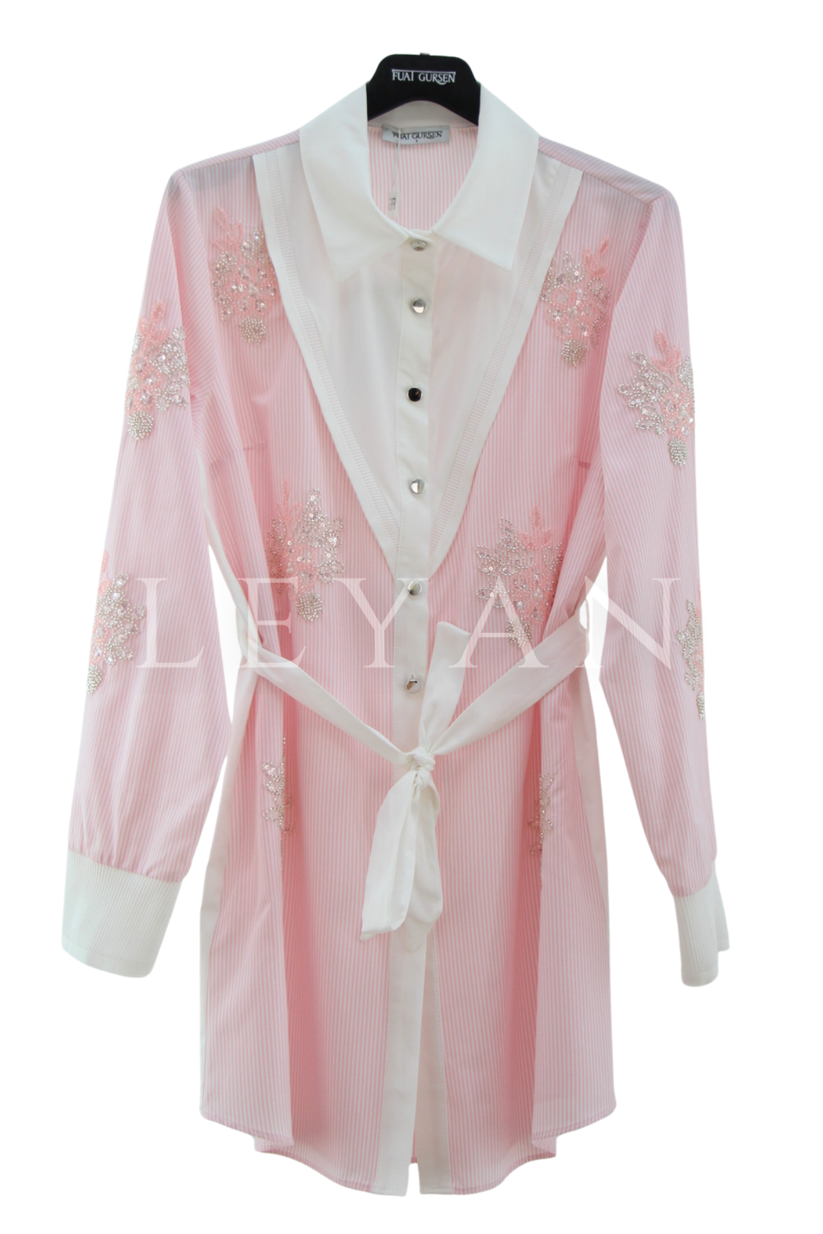 Fuat Gürşen İşleme Detaylı Gömlek Tunik- LYN04490 Pembe