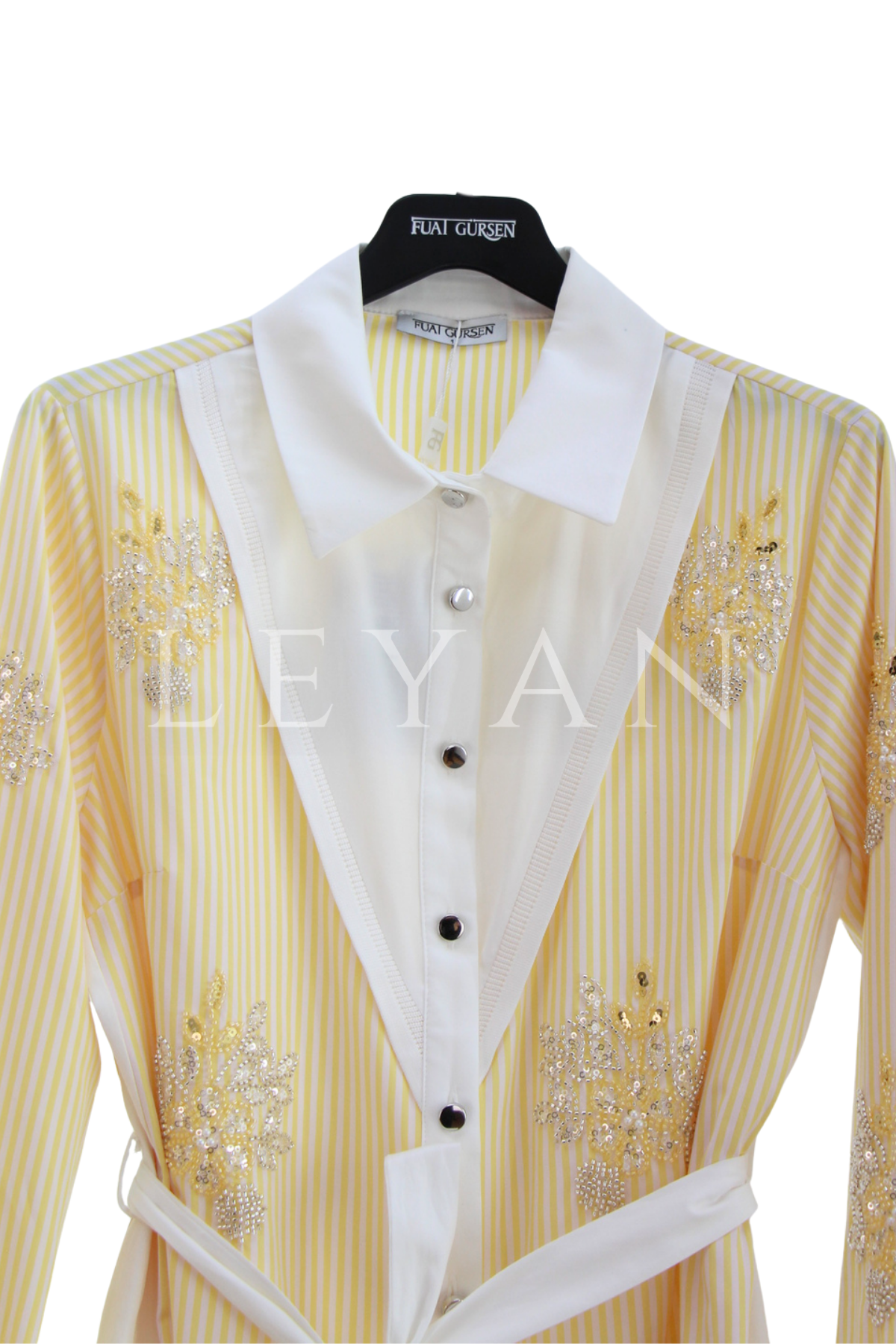 Fuat Gürşen İşleme Detaylı Gömlek Tunik- LYN04490 Sarı