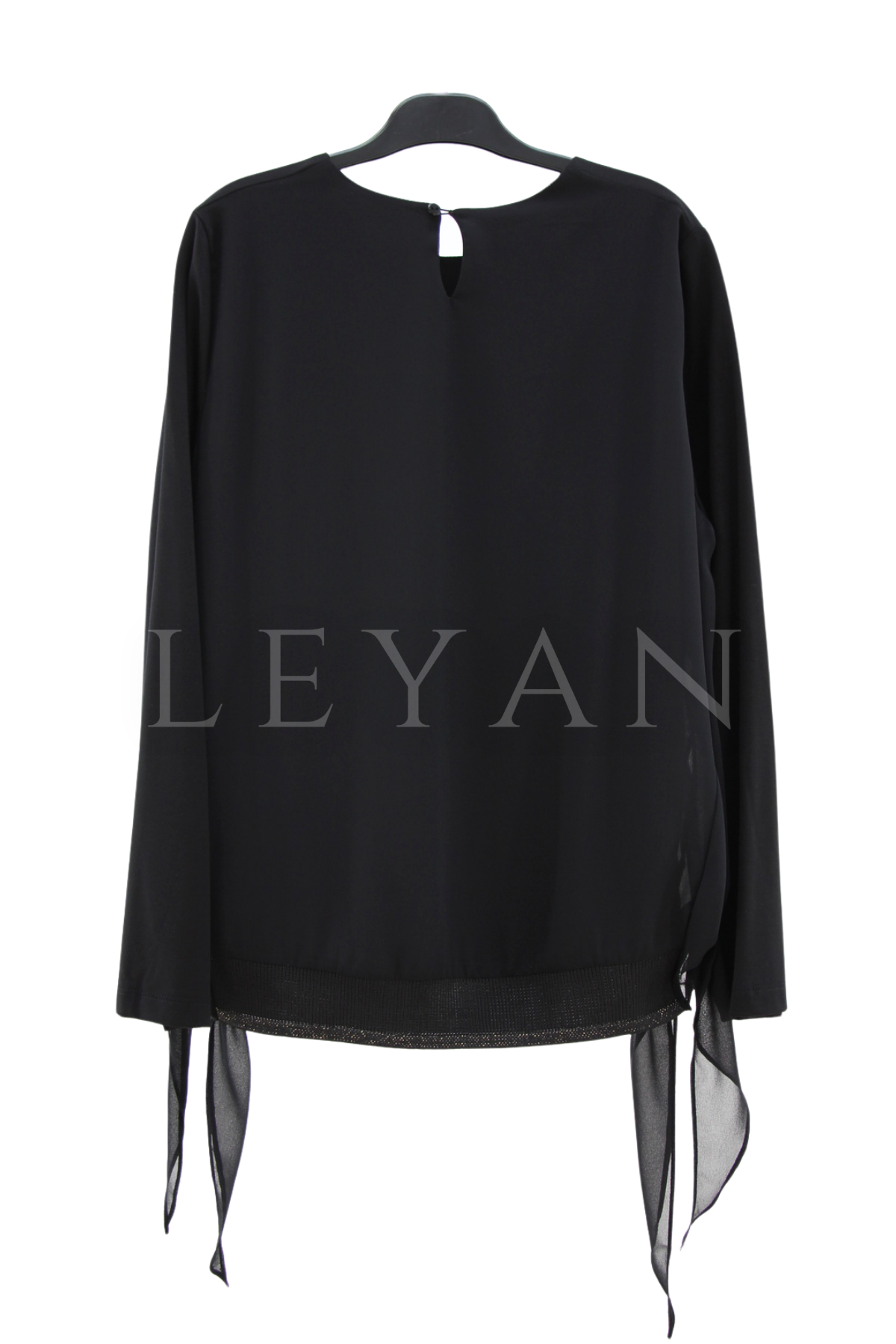 Fuat Gürşen Ribana Detaylı Şifonlu Bluz- LYN04492 Siyah