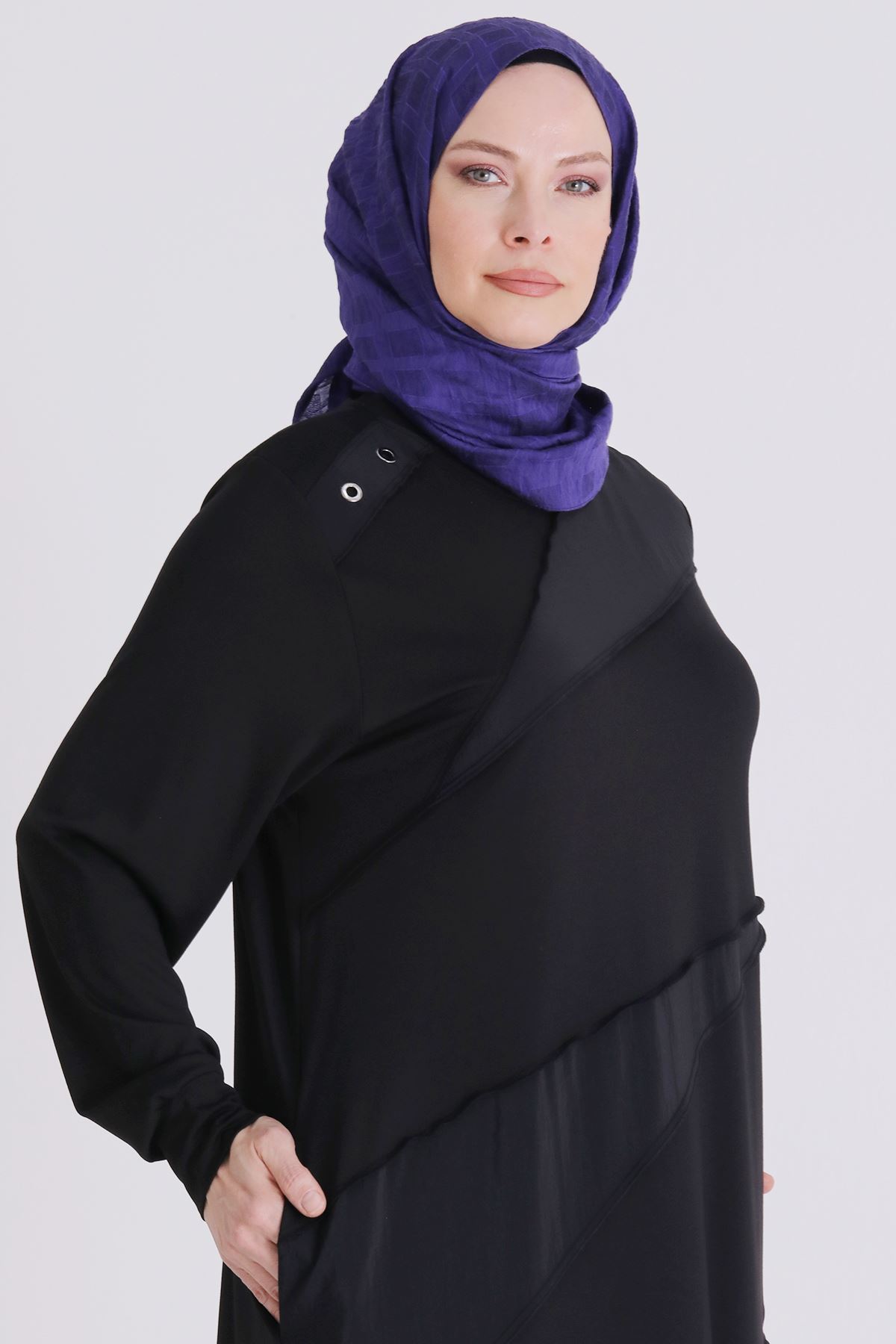 Behrem Kuşgözlü Elbise- LYN04493 Siyah