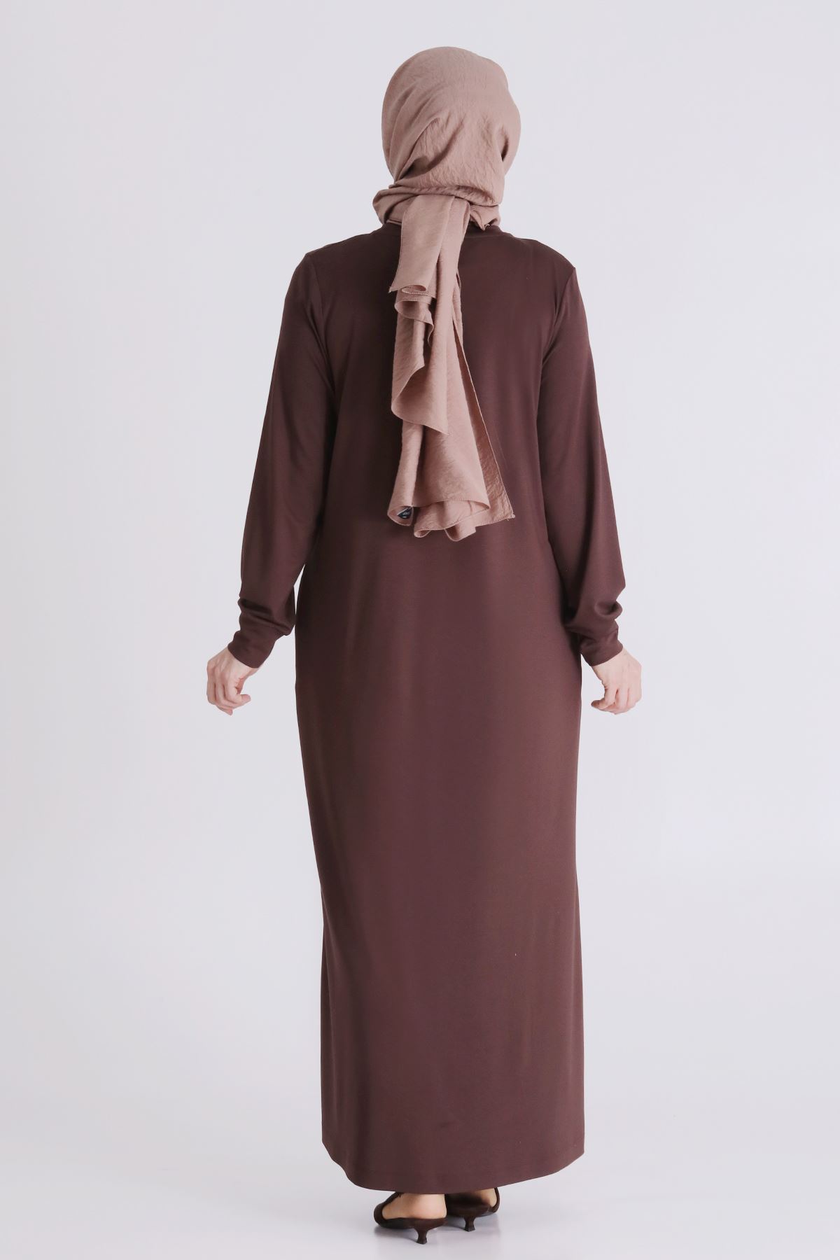 Behrem Kuşgözlü Elbise- LYN04493 Kahve