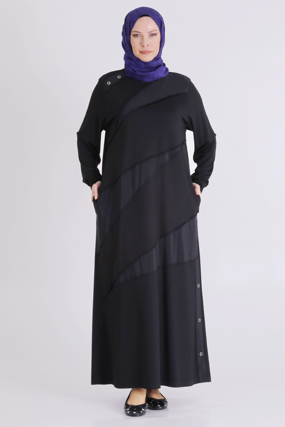 Behrem Kuşgözlü Elbise- LYN04493 Siyah