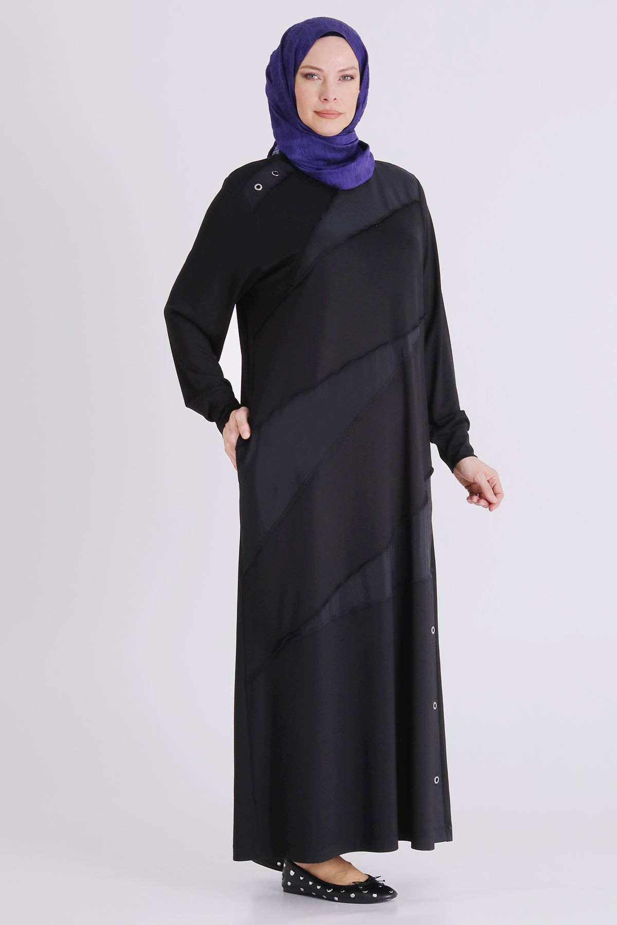 Behrem Kuşgözlü Elbise- LYN04493 Siyah