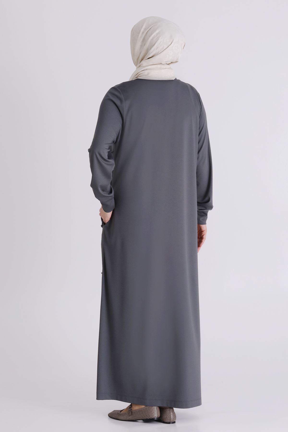 Behrem Kuşgözlü Elbise- LYN04493 Kül