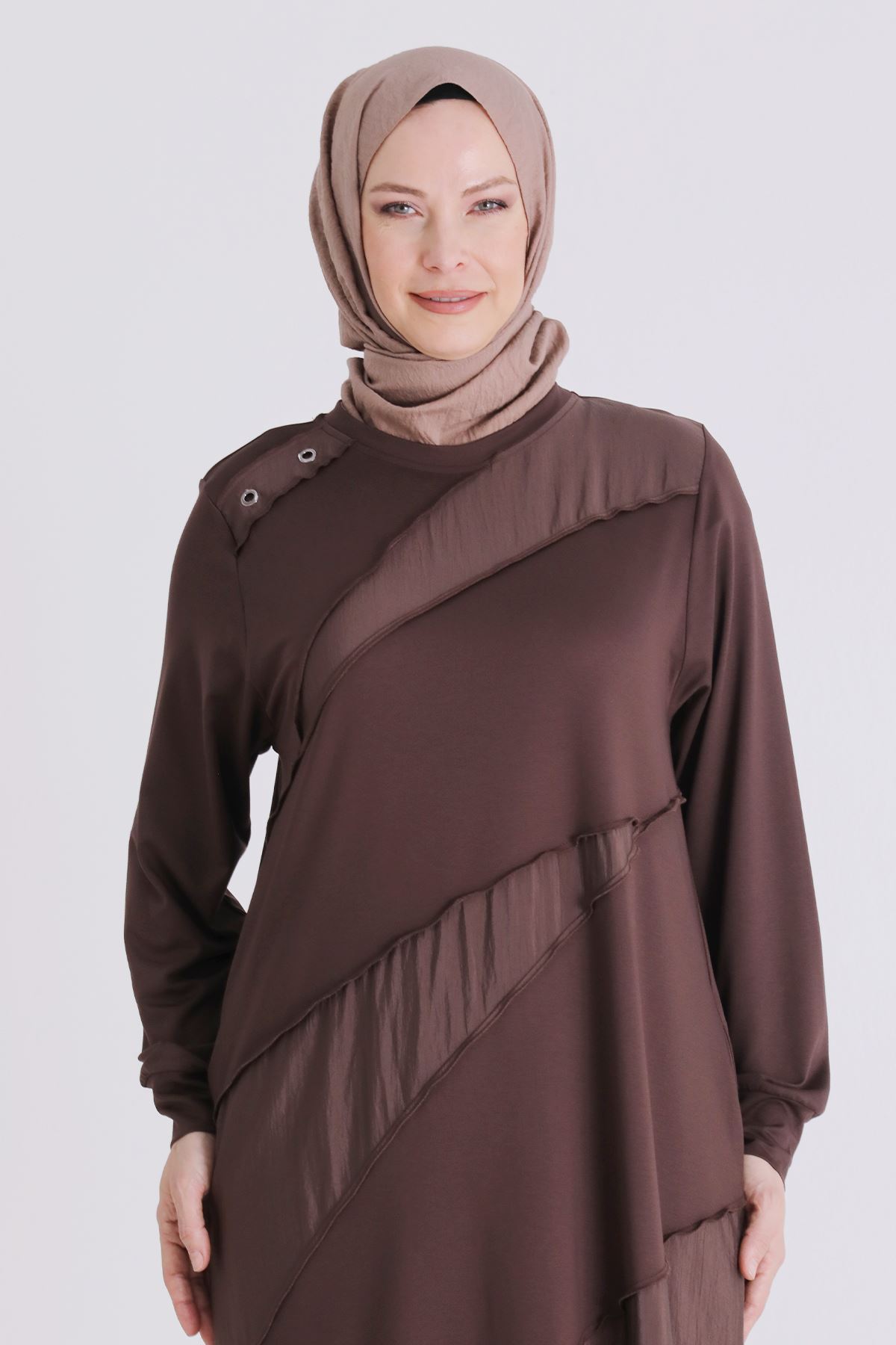 Behrem Kuşgözlü Elbise- LYN04493 Kahve