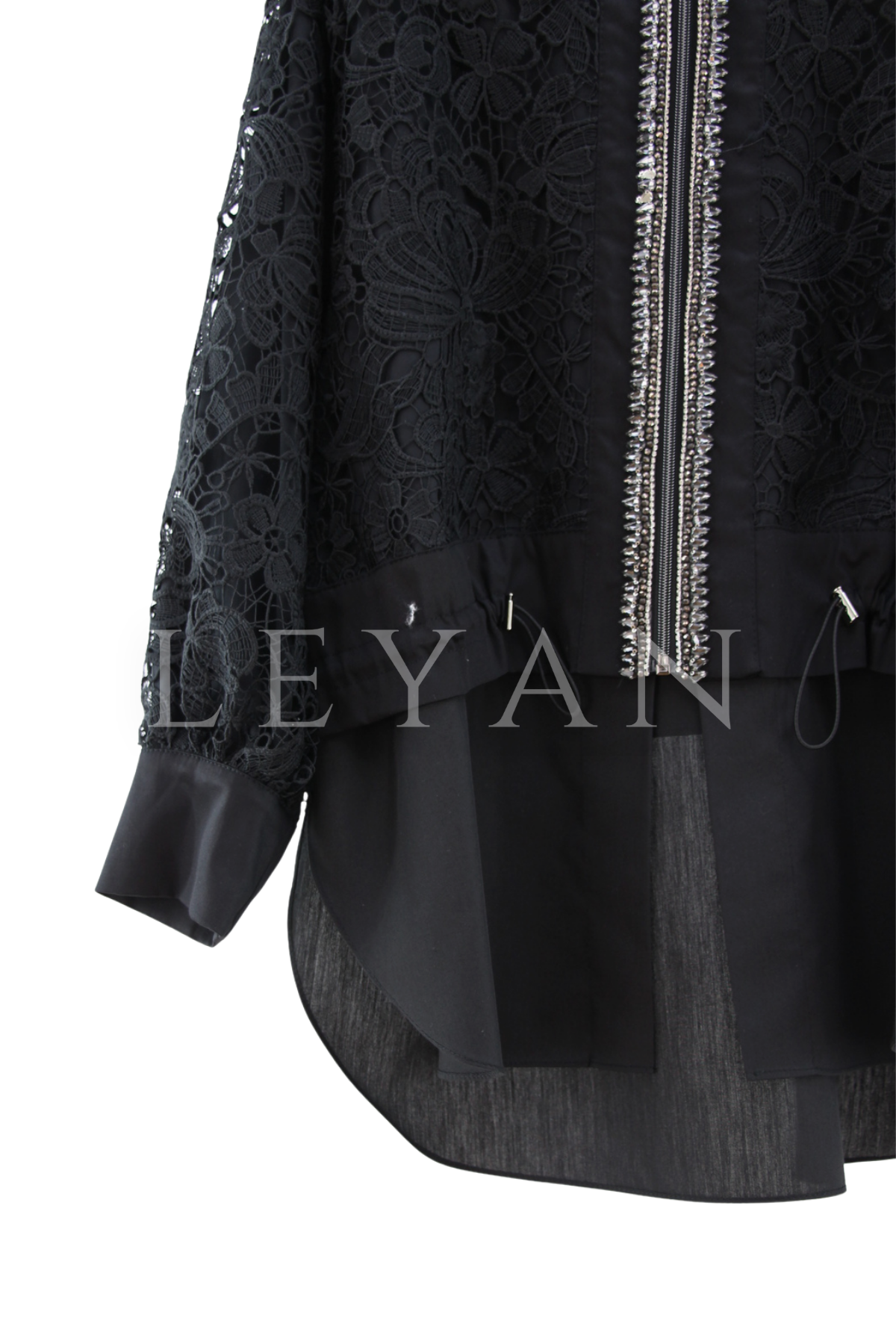 My312 Dantelli Ceket- LYN04494 Siyah