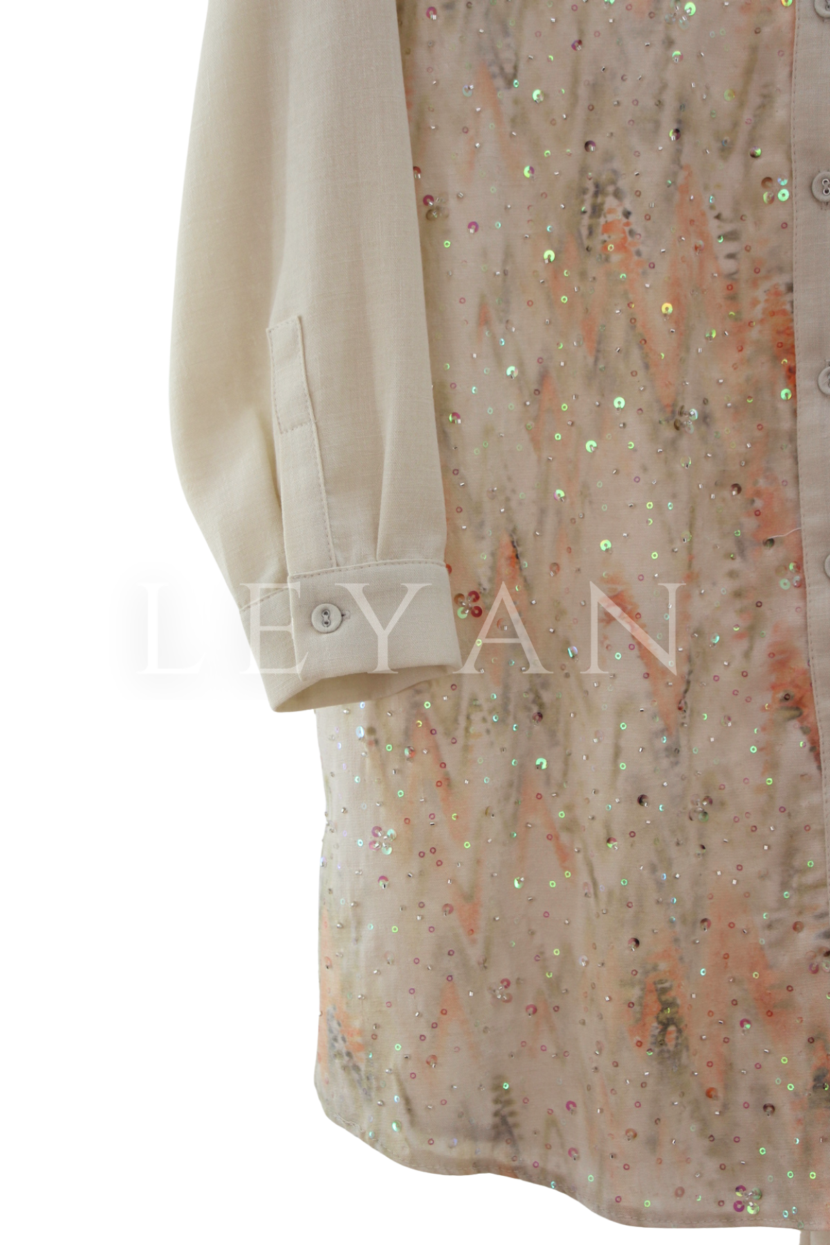 Fuat Gürşen Boncuk İşlemeli Takım- LYN04495 Bej