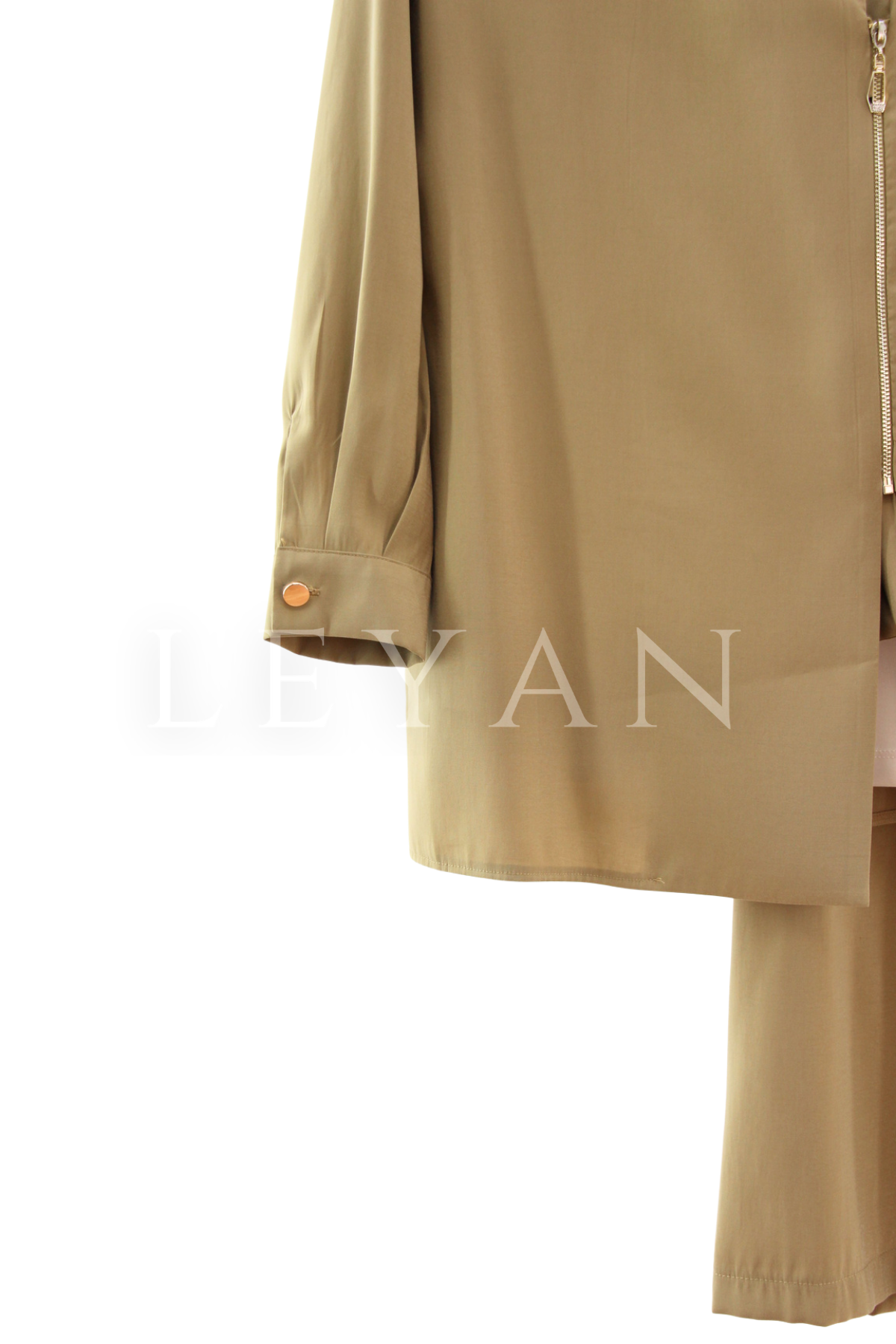 Tığ Triko Asimetrik Kesim Broş Detaylı Takım- LYN04496 Olive