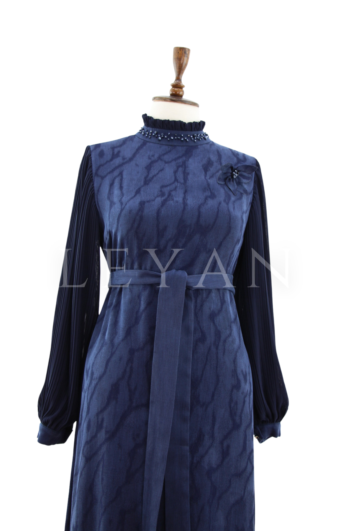 Orhan Store Kolları Detaylı Elbise- LYN04505 Lacivert