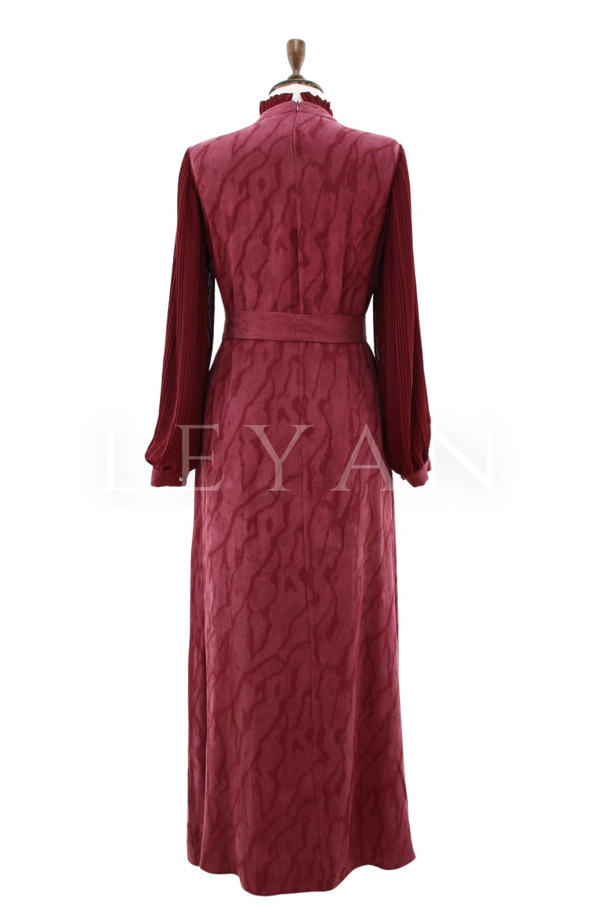 Orhan Store Kolları Detaylı Elbise- LYN04505 Vişne