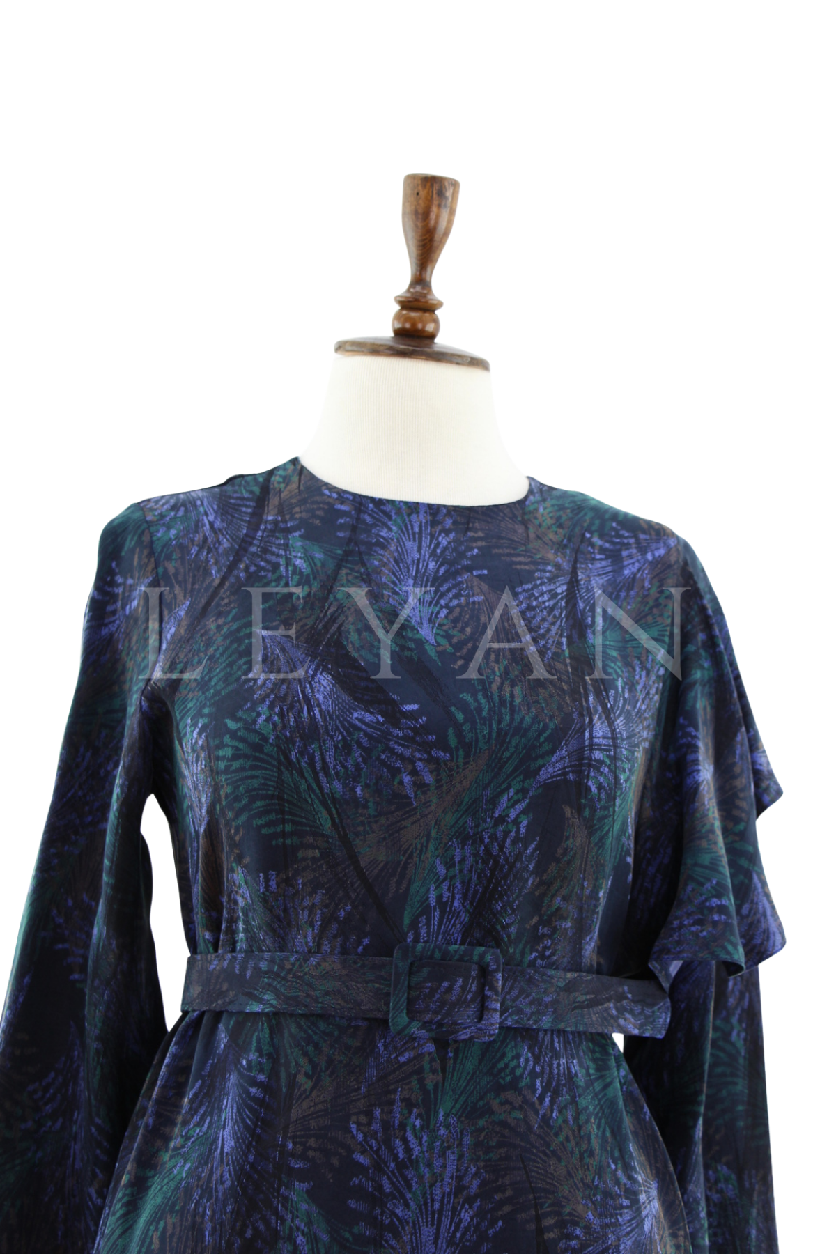 Orhan Store Desenli Elbise- LYN04504 Lacivert