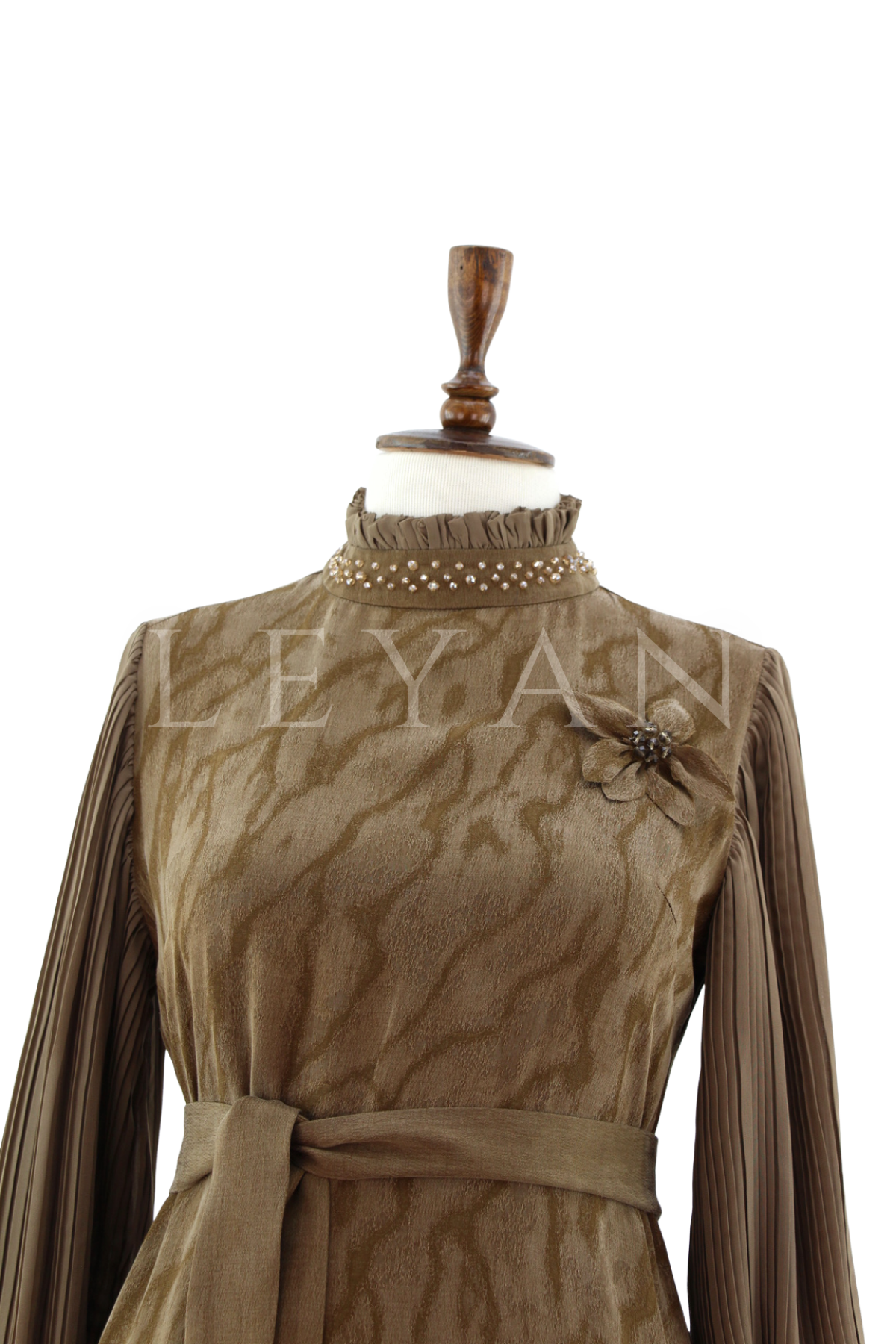 Orhan Store Kolları Detaylı Elbise- LYN04505 Olive