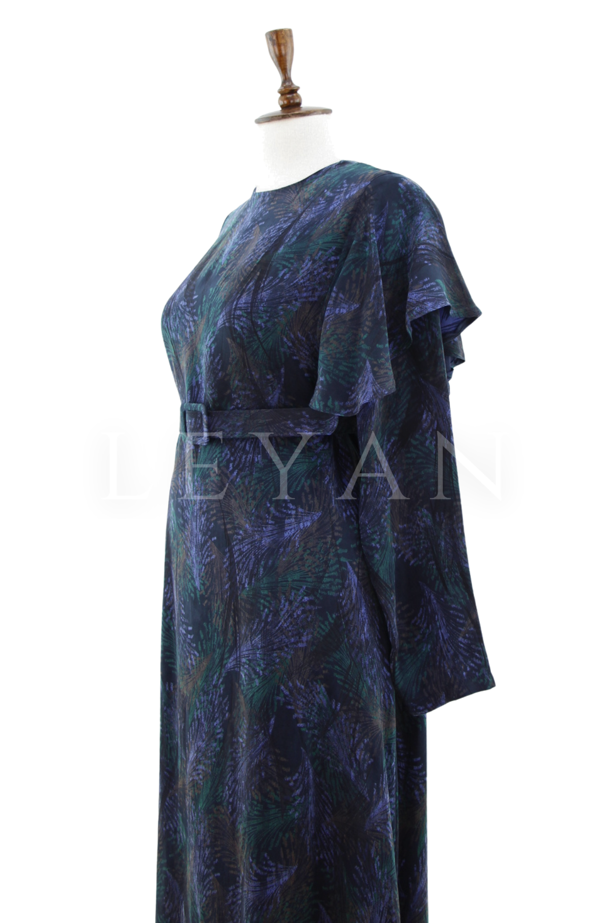 Orhan Store Desenli Elbise- LYN04504 Lacivert