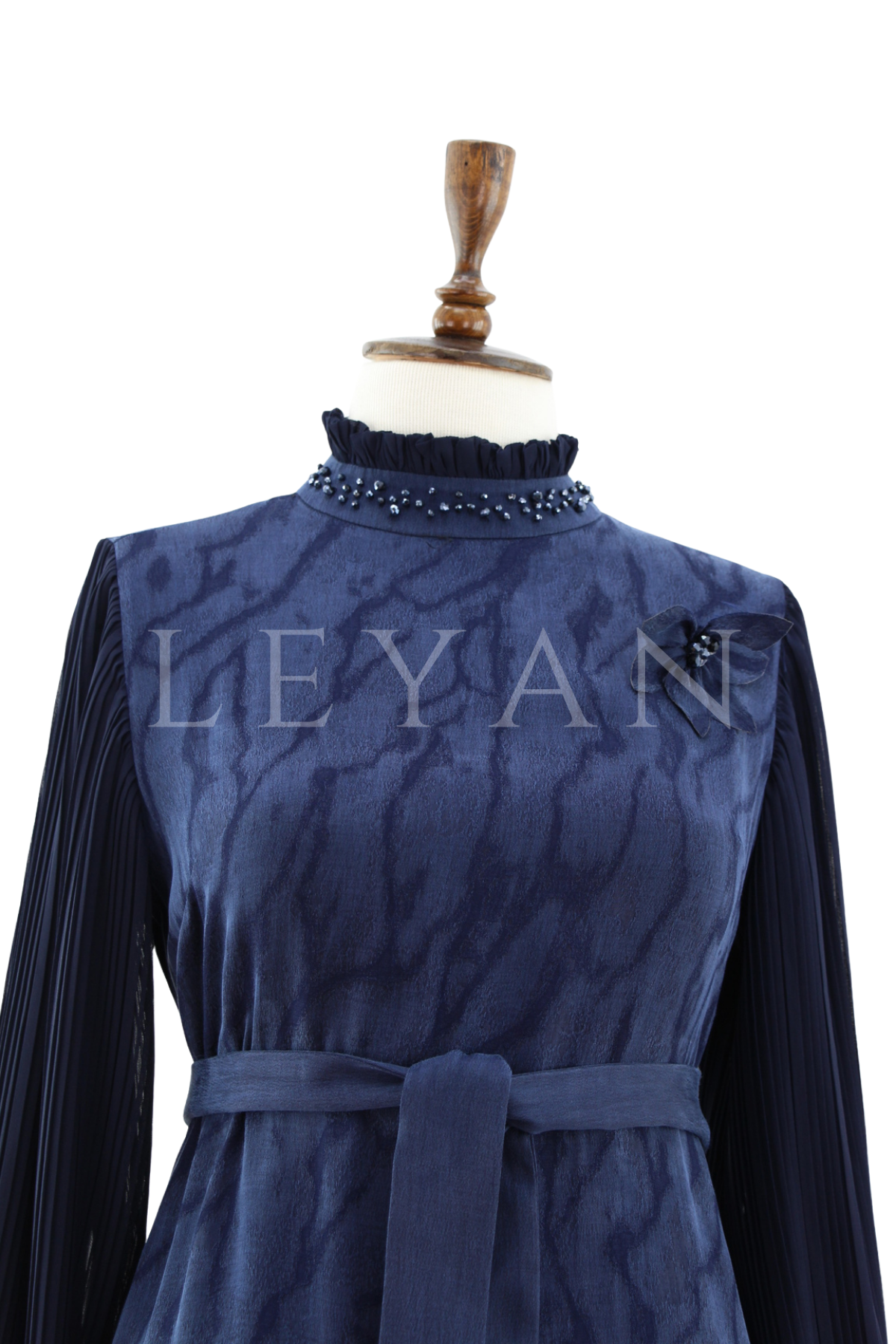 Orhan Store Kolları Detaylı Elbise- LYN04505 Lacivert
