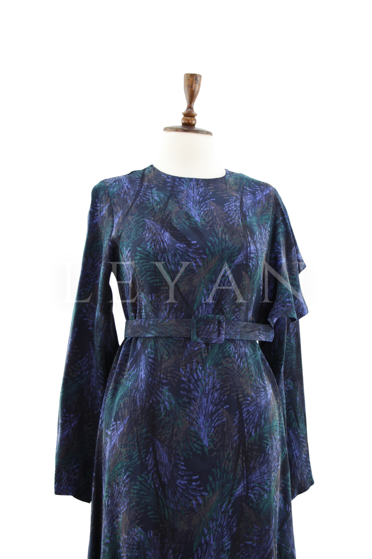 Orhan Store Desenli Elbise- LYN04504 Lacivert