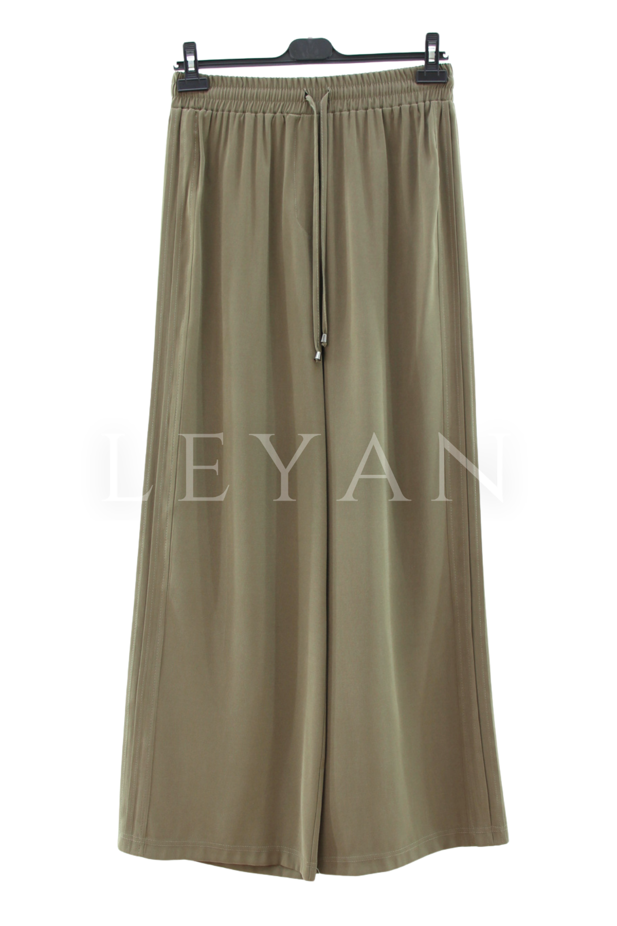 Sentez Ekvator Yanı Nervürlü Geniş Paça Pantolon- LYN04502 Haki