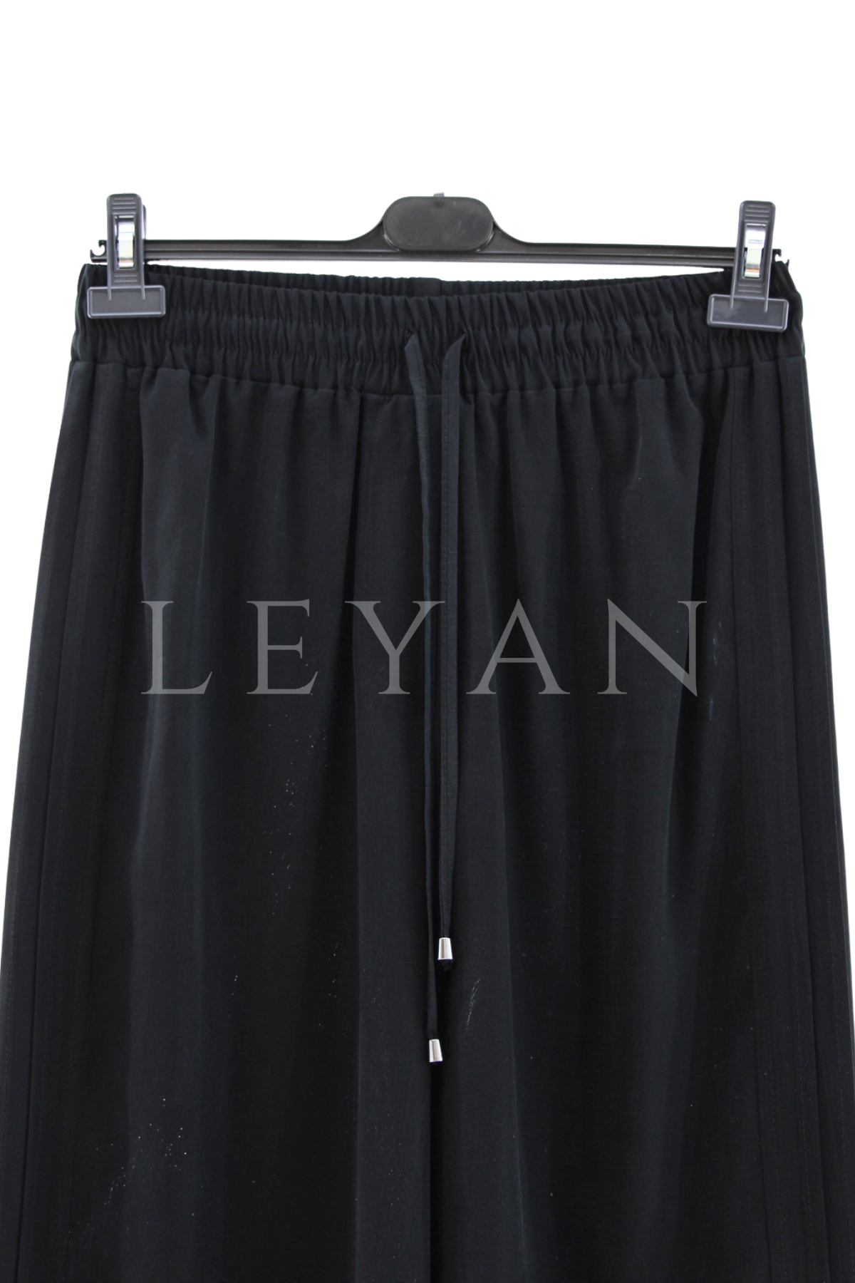 Sentez Ekvator Yanı Nervürlü Geniş Paça Pantolon- LYN04502 Siyah