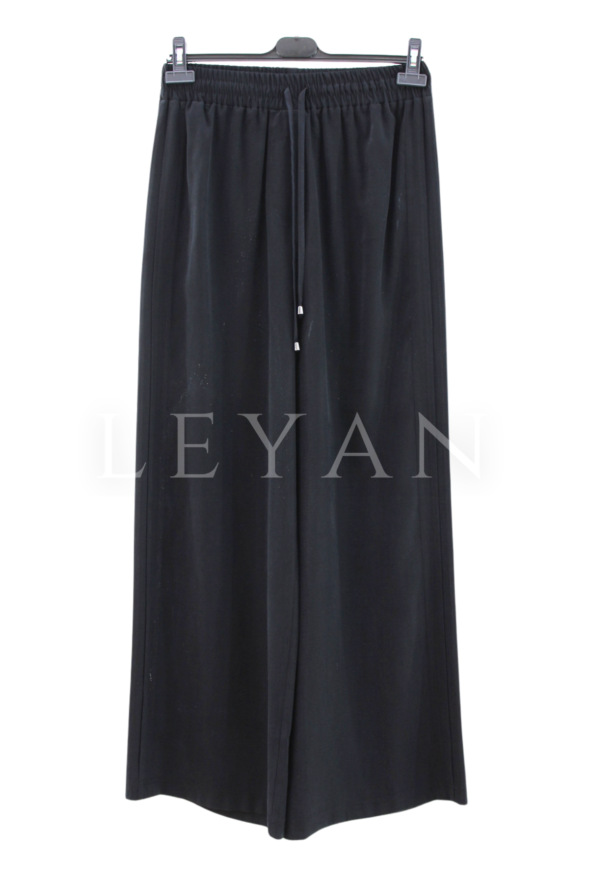 Sentez Ekvator Yanı Nervürlü Geniş Paça Pantolon- LYN04502 Siyah