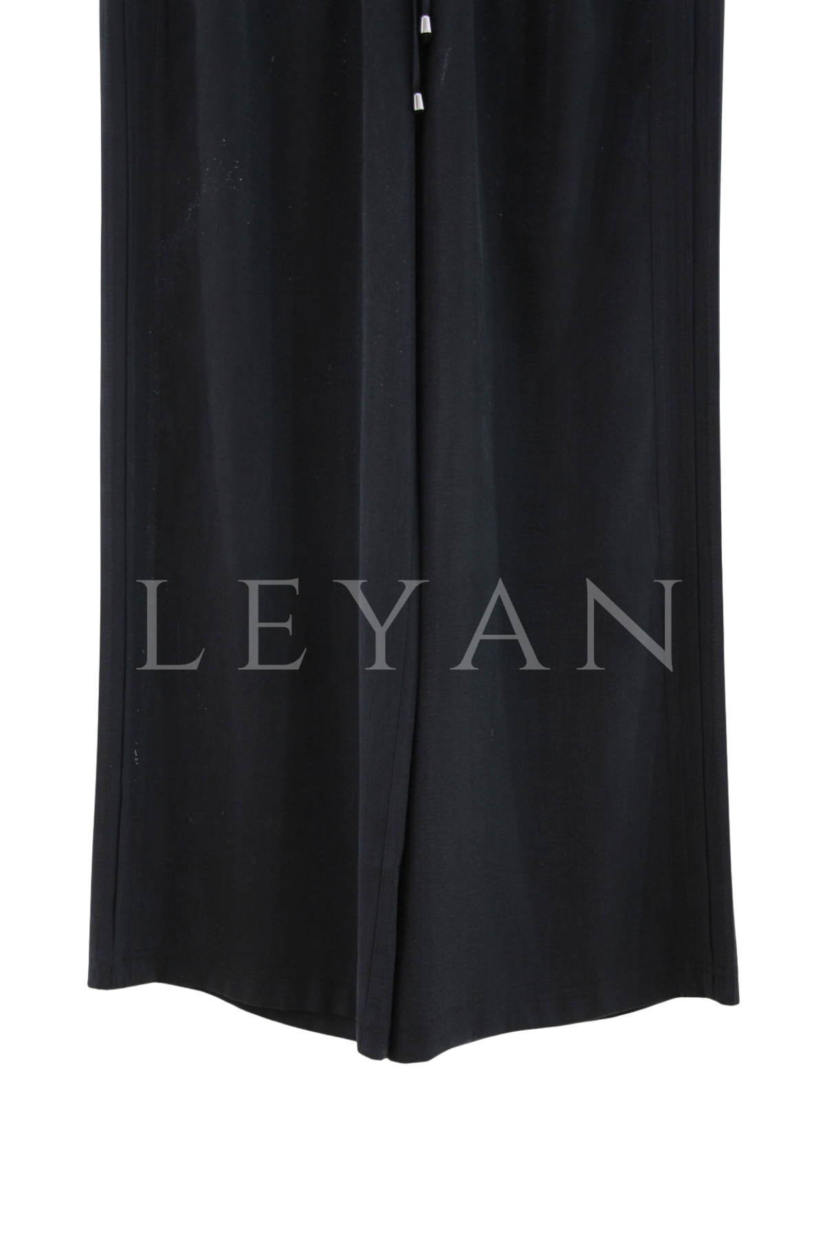 Sentez Ekvator Yanı Nervürlü Geniş Paça Pantolon- LYN04502 Siyah