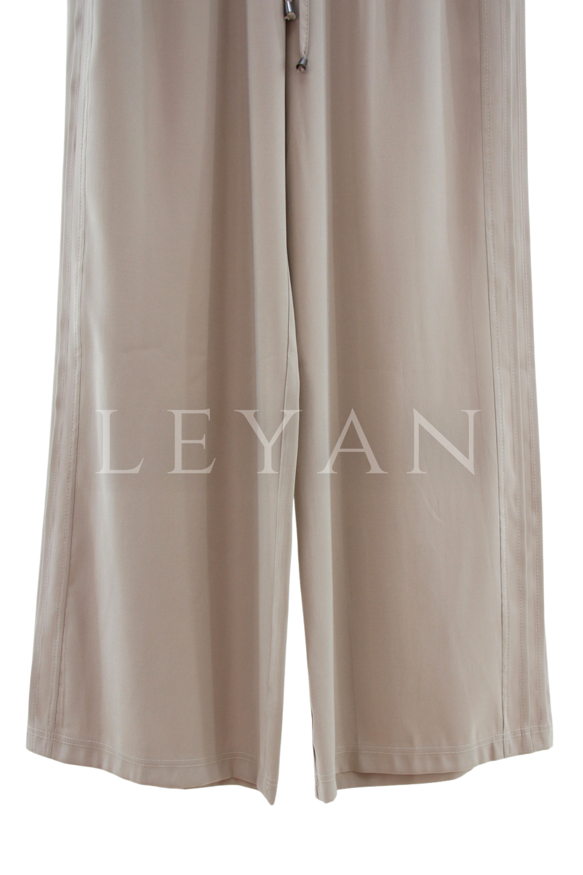 Sentez Ekvator Yanı Nervürlü Geniş Paça Pantolon- LYN04502 Taş