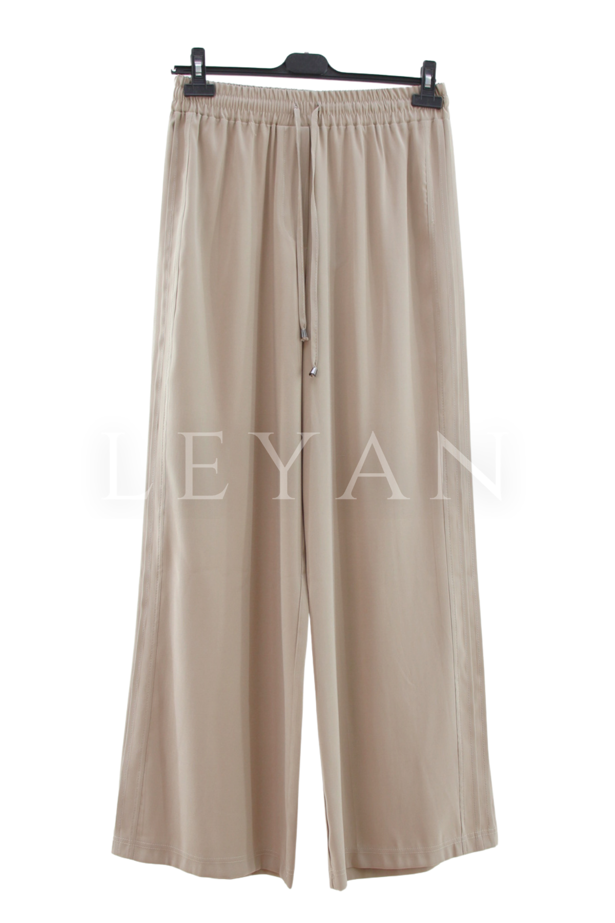 Sentez Ekvator Yanı Nervürlü Geniş Paça Pantolon- LYN04502 Taş