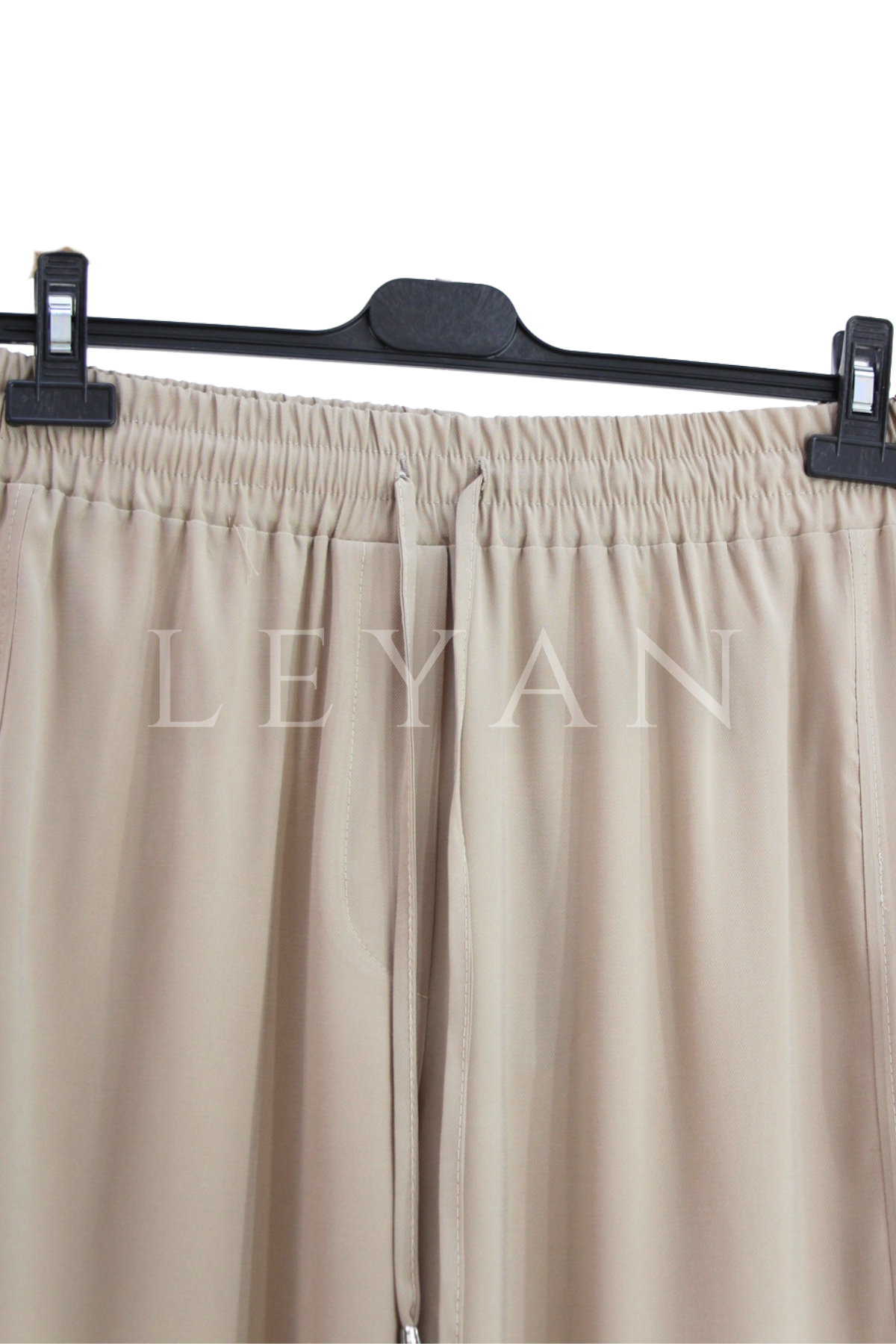 Sentez Ekvator Yanı Nervürlü Geniş Paça Pantolon- LYN04502 Taş