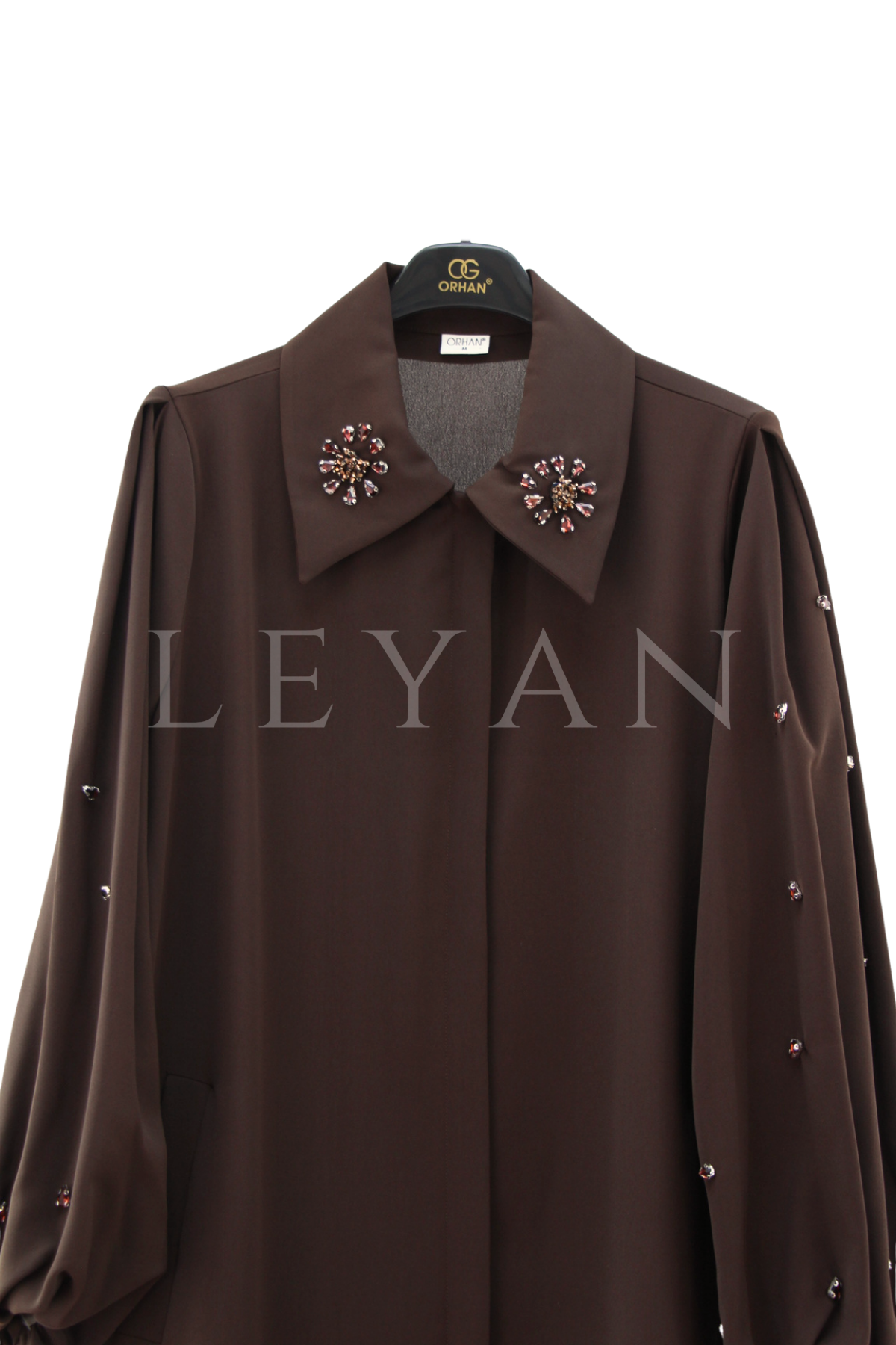 Orhan Store Taş İşlemeli Ferace- LYN04506 Kahve