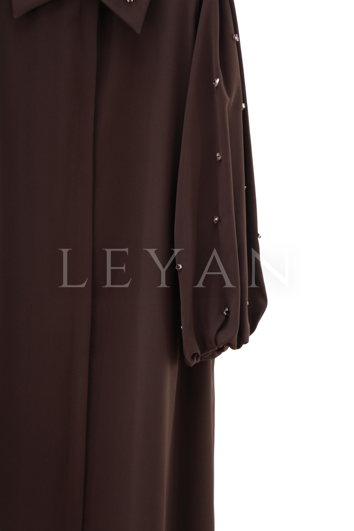 Orhan Store Taş İşlemeli Ferace- LYN04506 Kahve