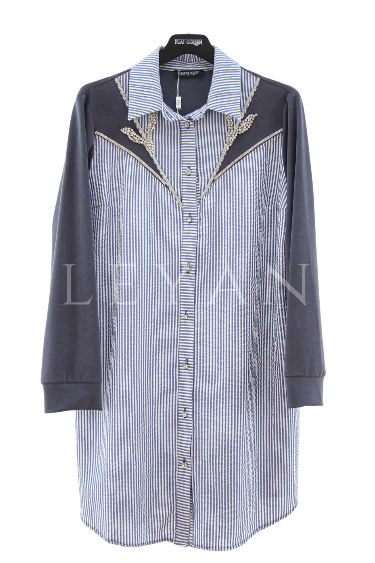 Fuat Gürşen Gömlek Detaylı Tunik- LYN04508 İndigo
