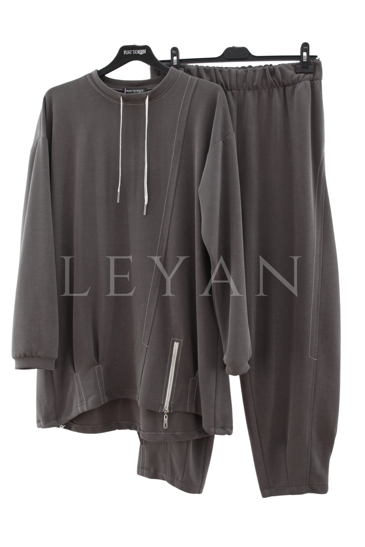 Fuat Gürşen Fermuar Detaylı Takım- LYN04512 Kahve