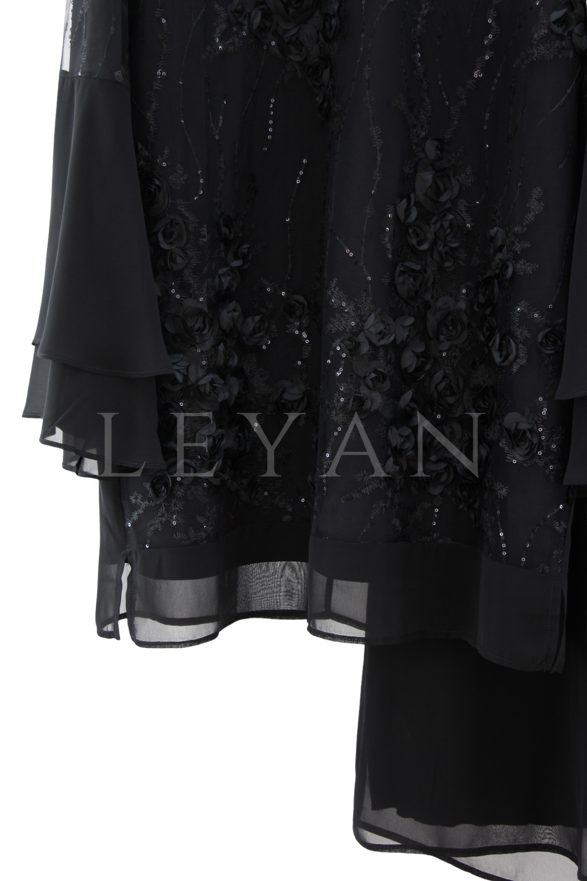 Orhan Store Şifonlu İşlemeli Takım- LYN04517 Siyah