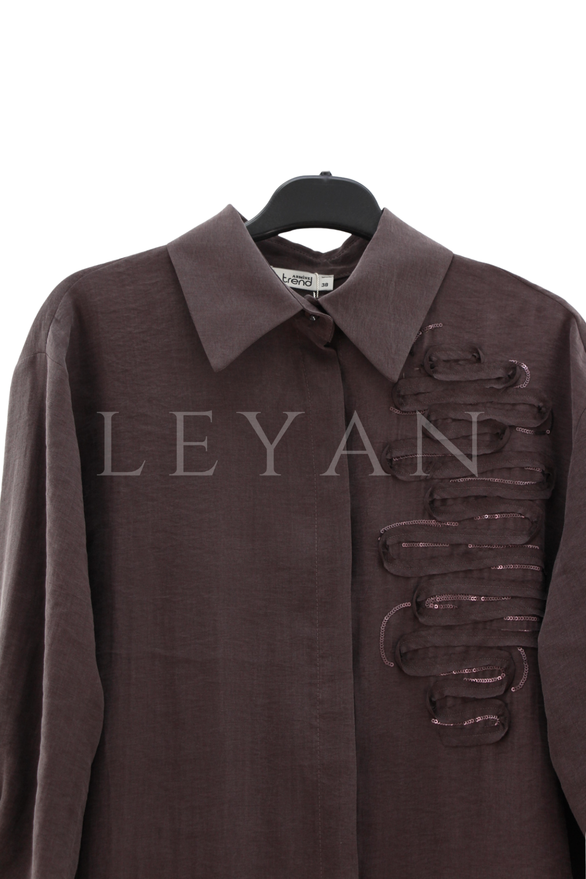 Armine Trend İşlemeli Tunik- LYN04518 Kahve