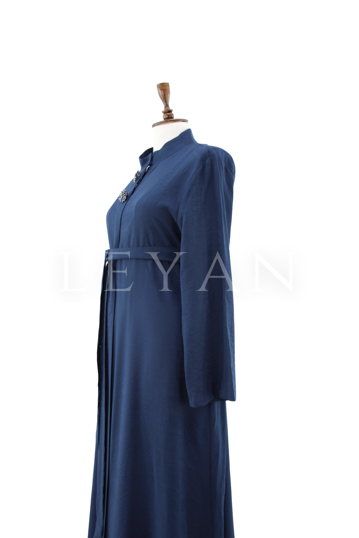 Orhan Store Kumaşı Desenli Ferace- LYN04521 Lacivert