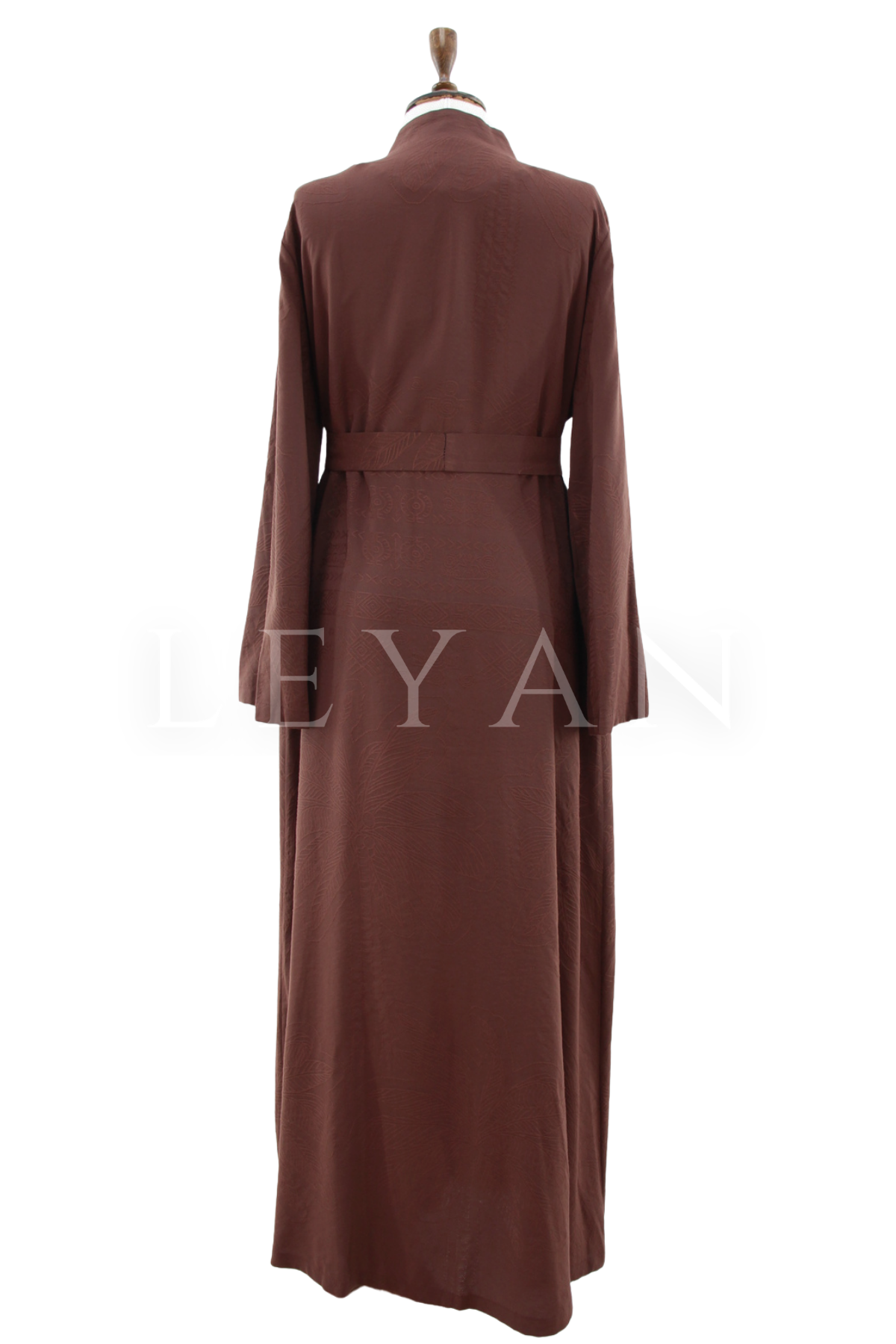 Orhan Store Kumaşı Desenli Ferace- LYN04521 Kahve