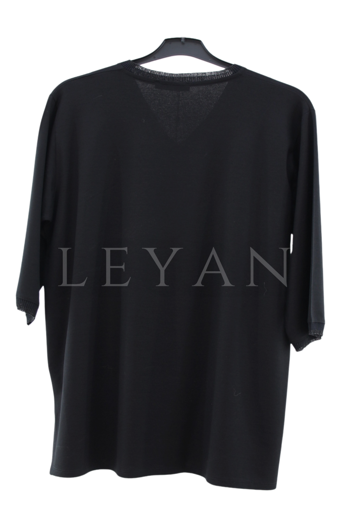 Mutlu Ertan Kapri Kol Baklava Taşlı Bluz- LYN04522 Siyah